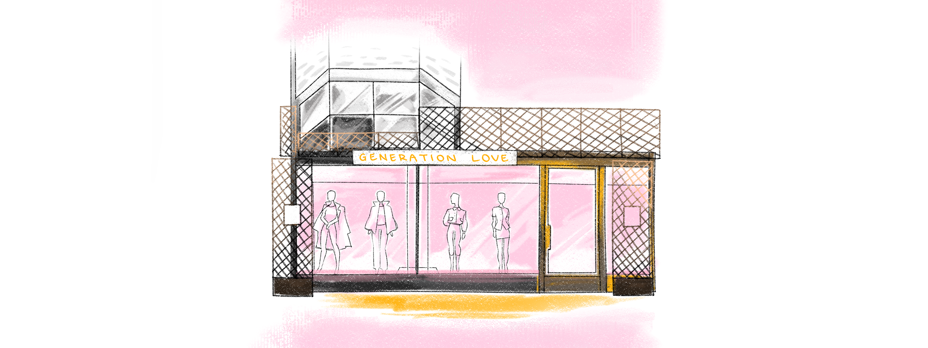 drawing sketch image of the front of our physical store on Madison avenue