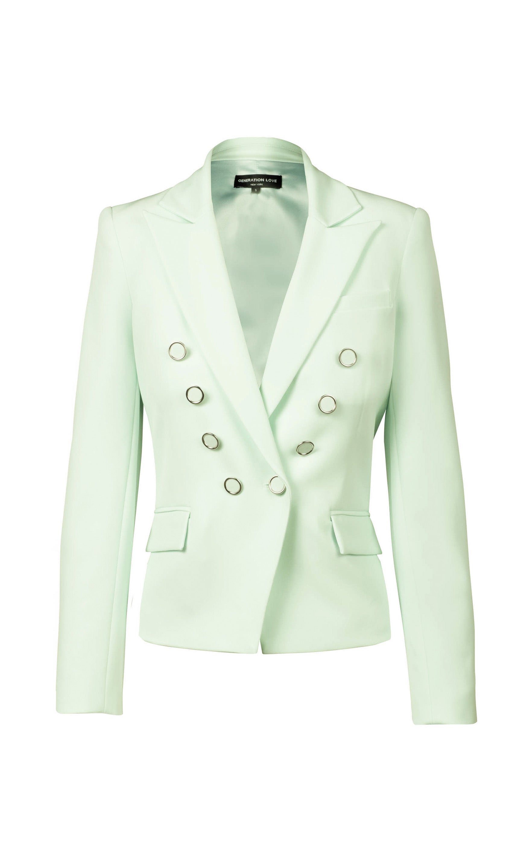 ghost image of the Amelia Crepe Blazer in seafoam