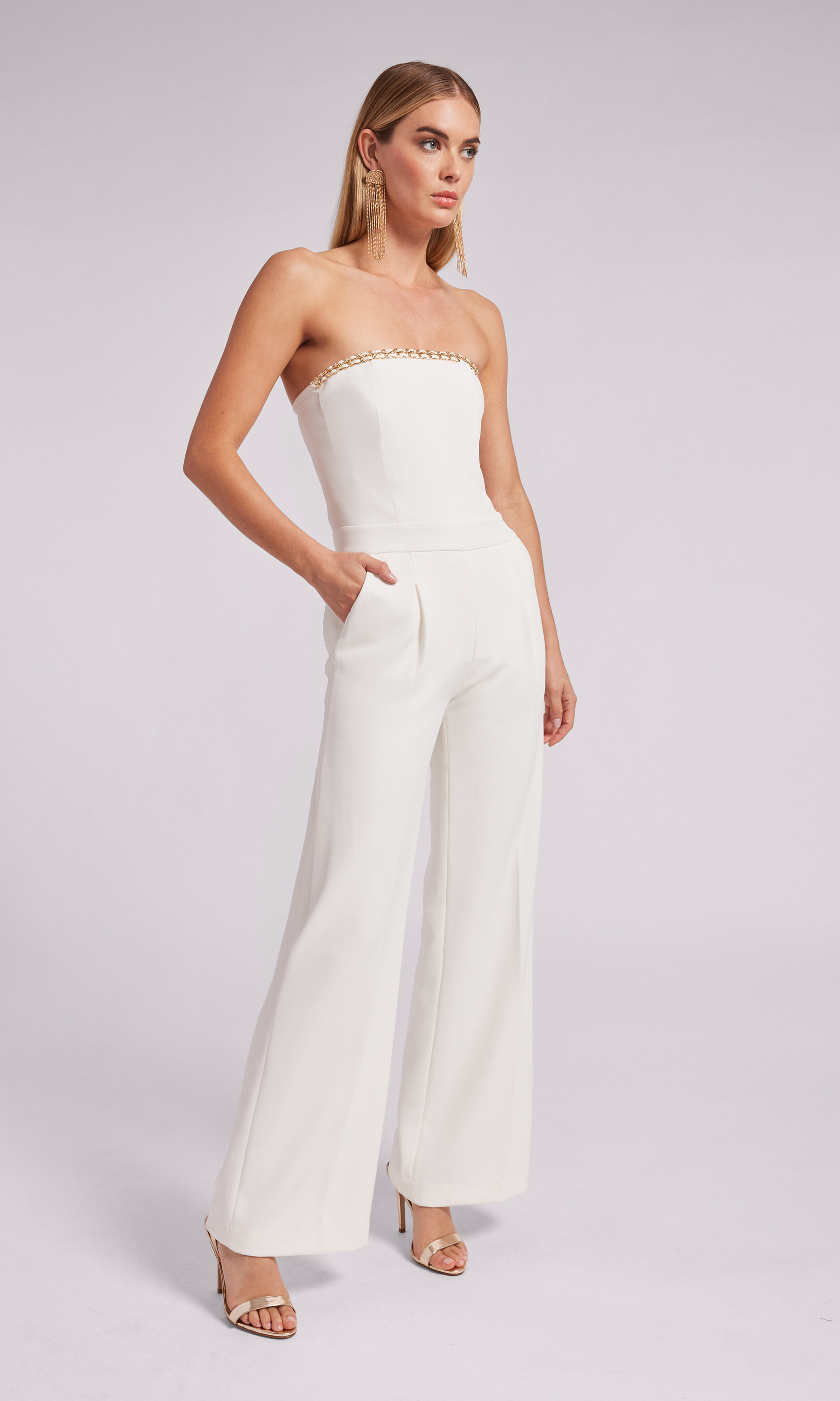 White crepe jumpsuit hotsell