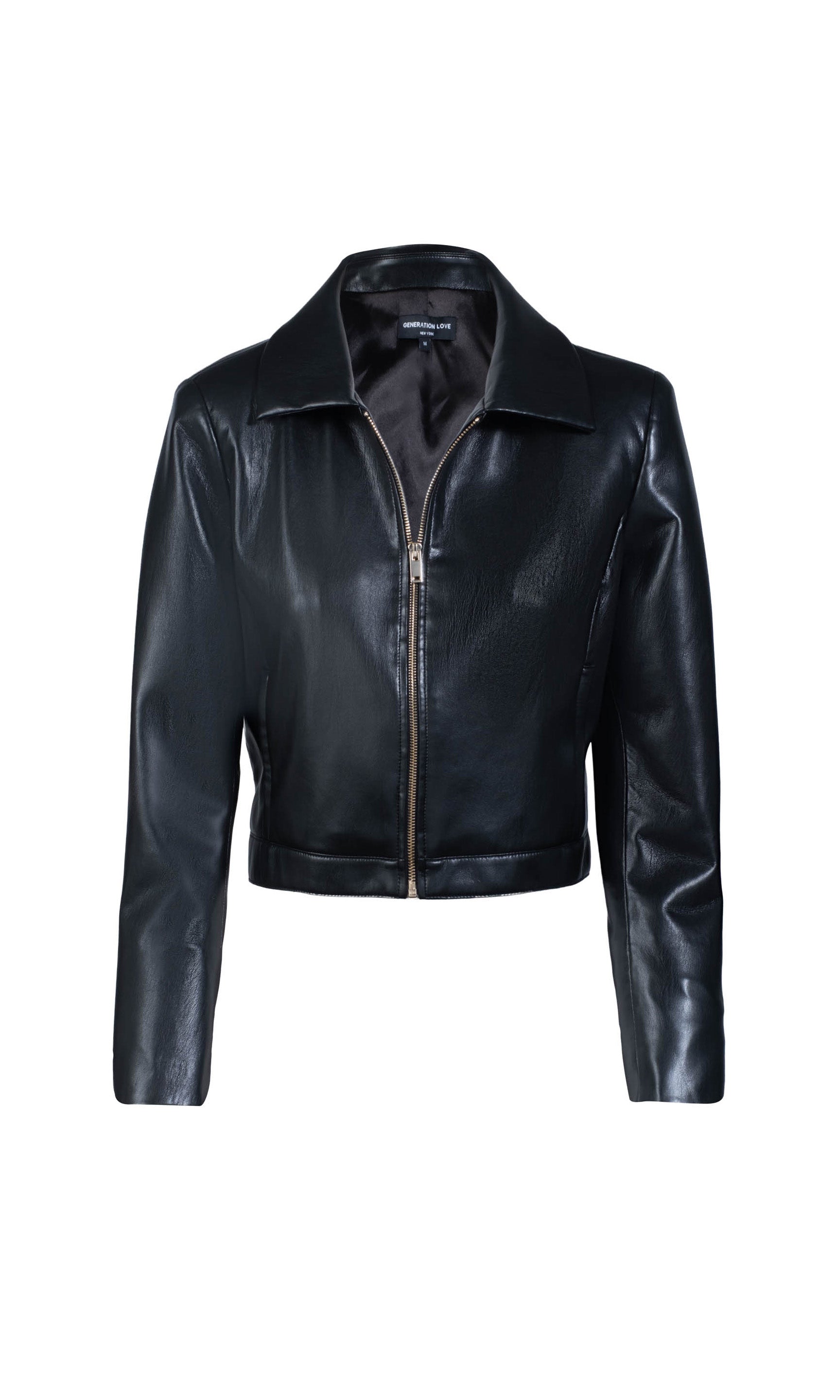 ghost image of the Lola vegan leather jacket in black