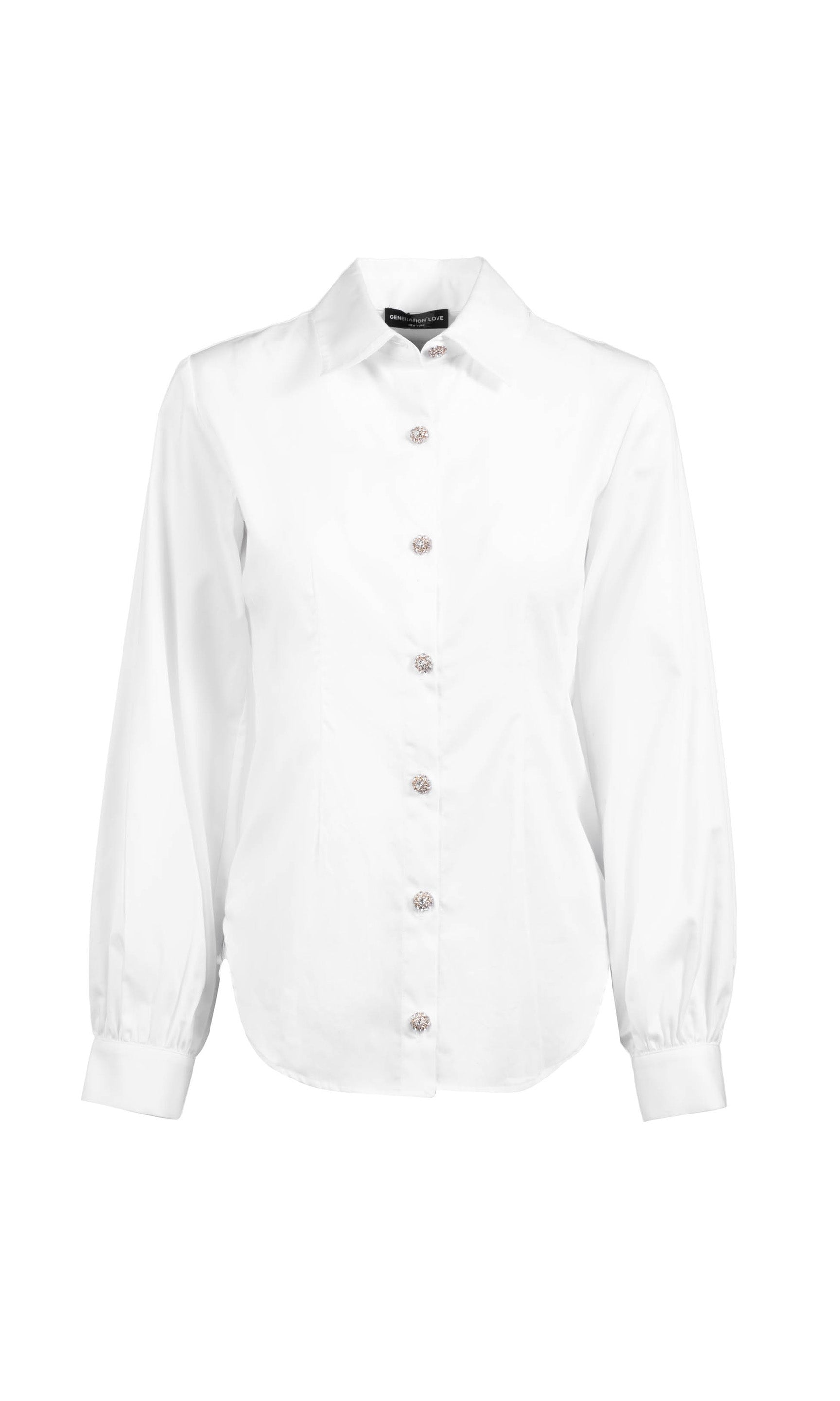 ghost image of the Loralie button-down blouse in white