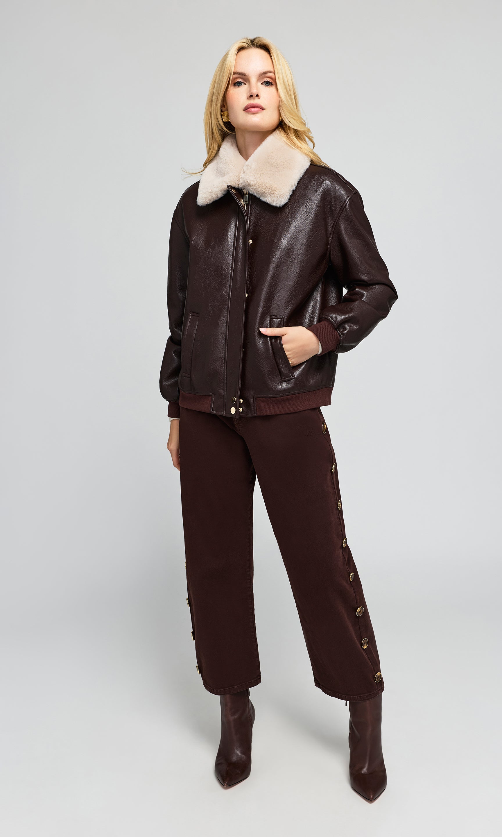 Allison Faux Fur Combo Vegan Leather Bomber