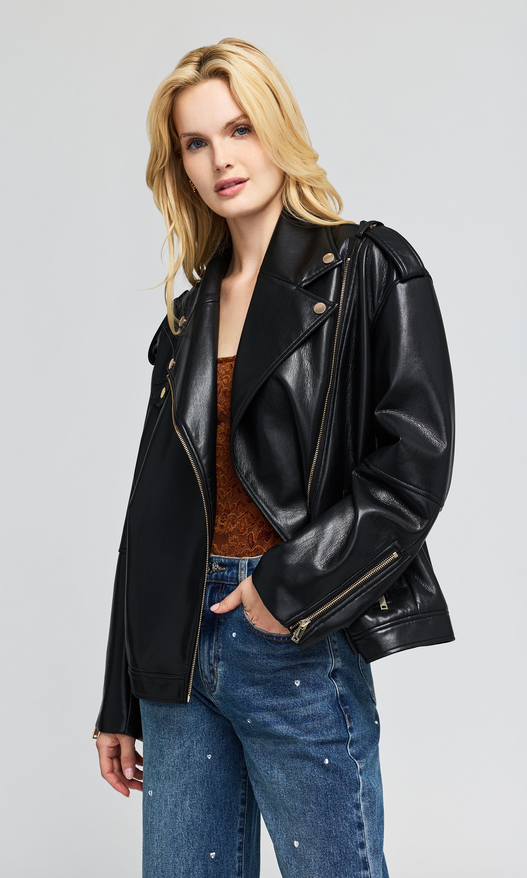 Amira Vegan Leather Moto Jacket
