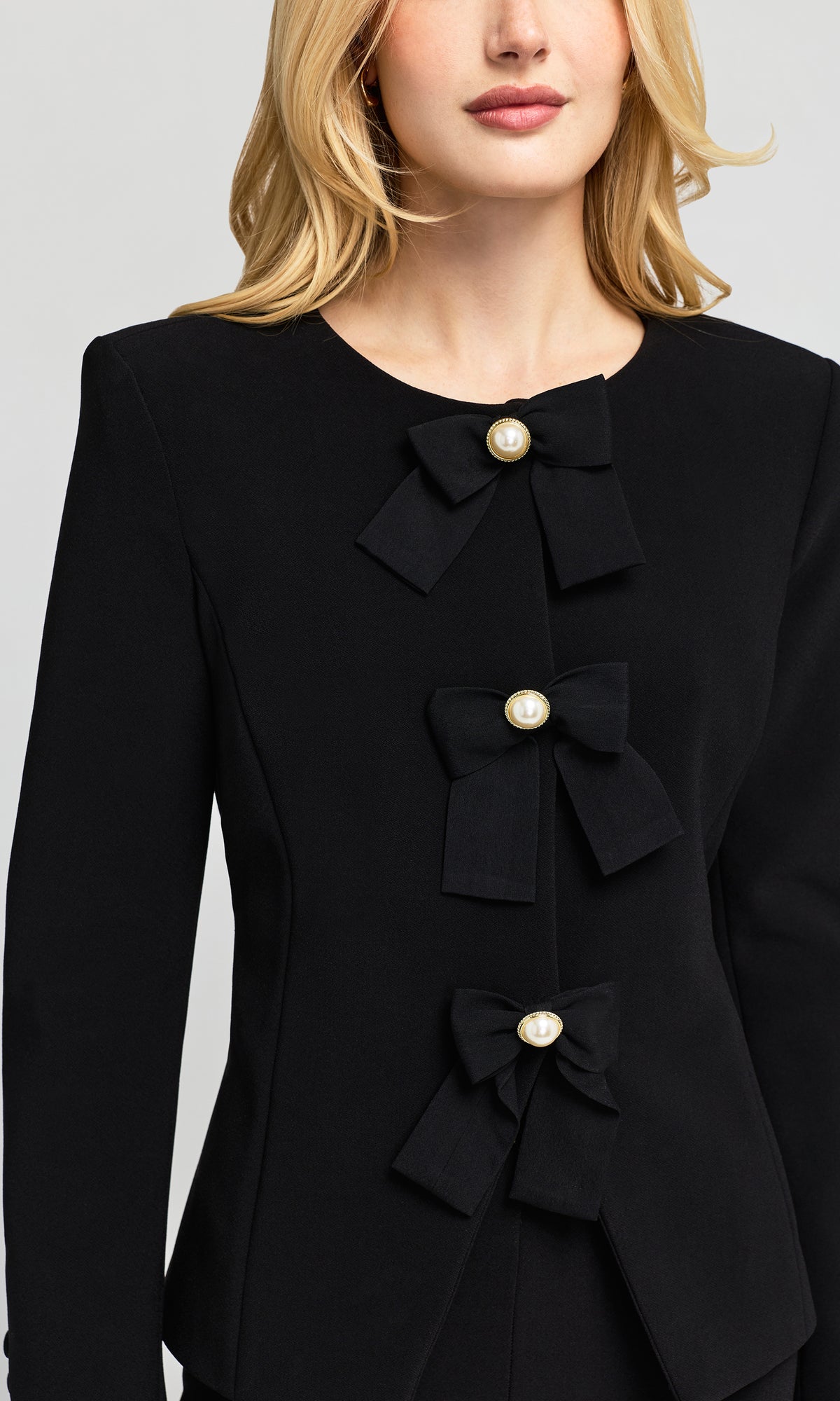Cameron Power Stretch Crepe Bow Jacket