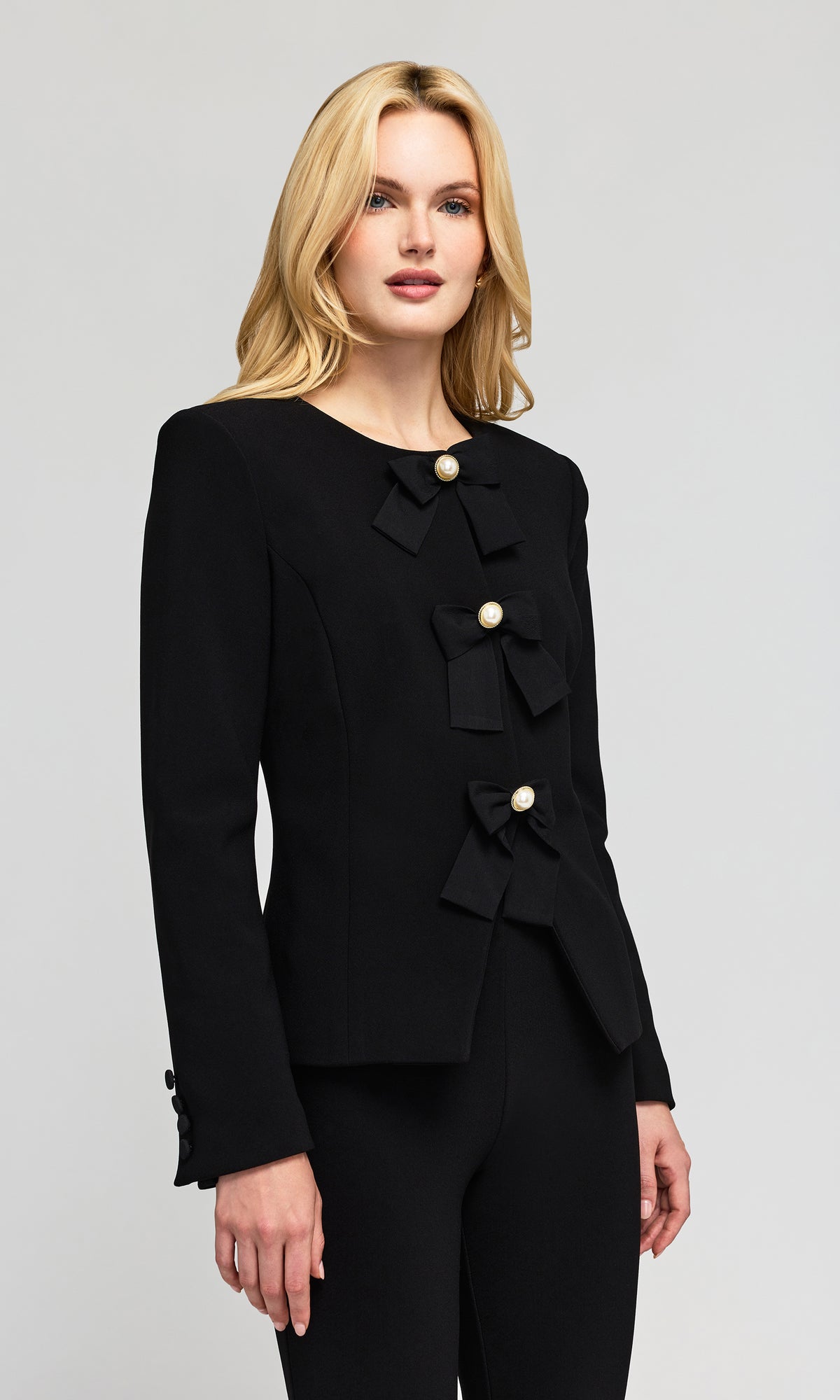 Cameron Power Stretch Crepe Bow Jacket