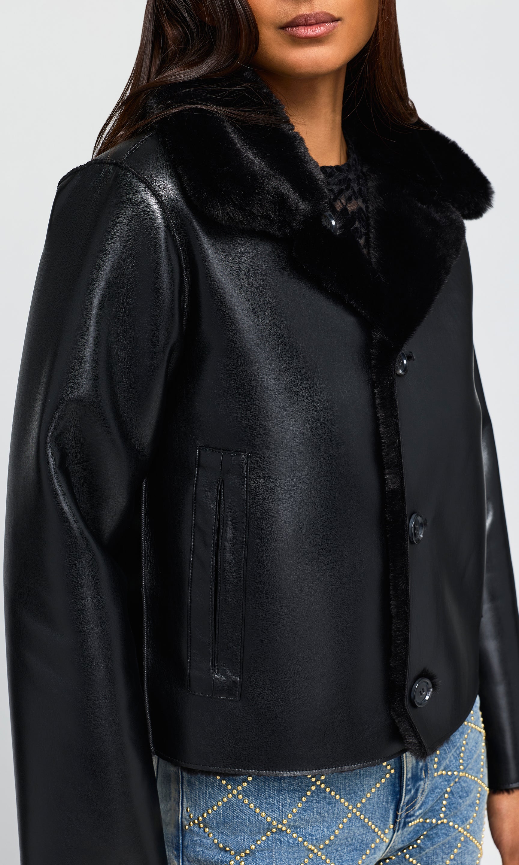 Delphine Reversible Faux Fur Shearling Jacket