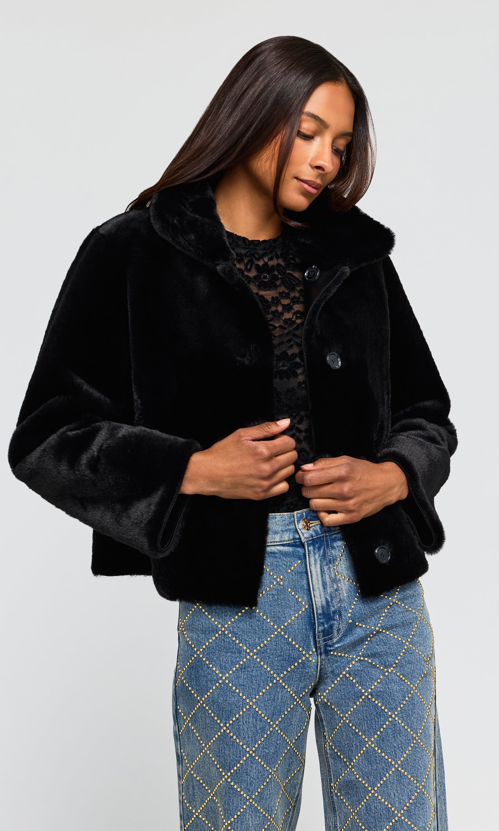 Delphine Reversible Faux Fur Shearling Jacket