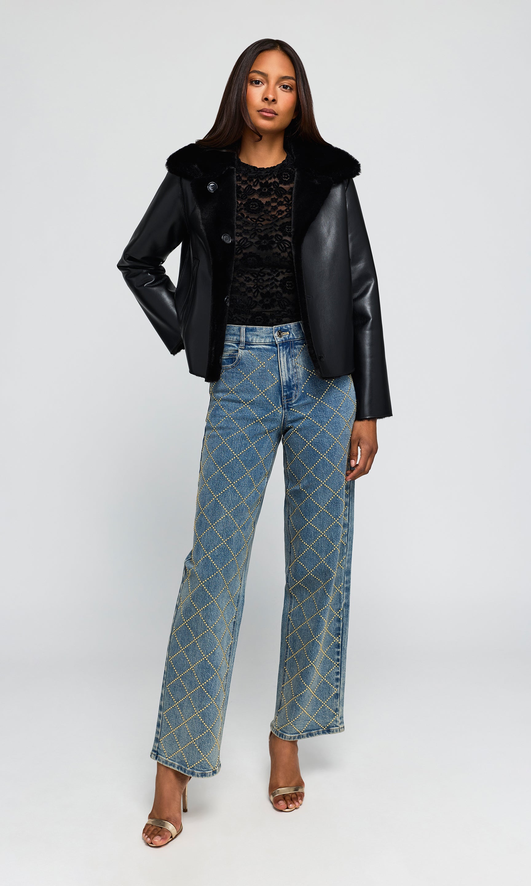 Delphine Reversible Faux Fur Shearling Jacket