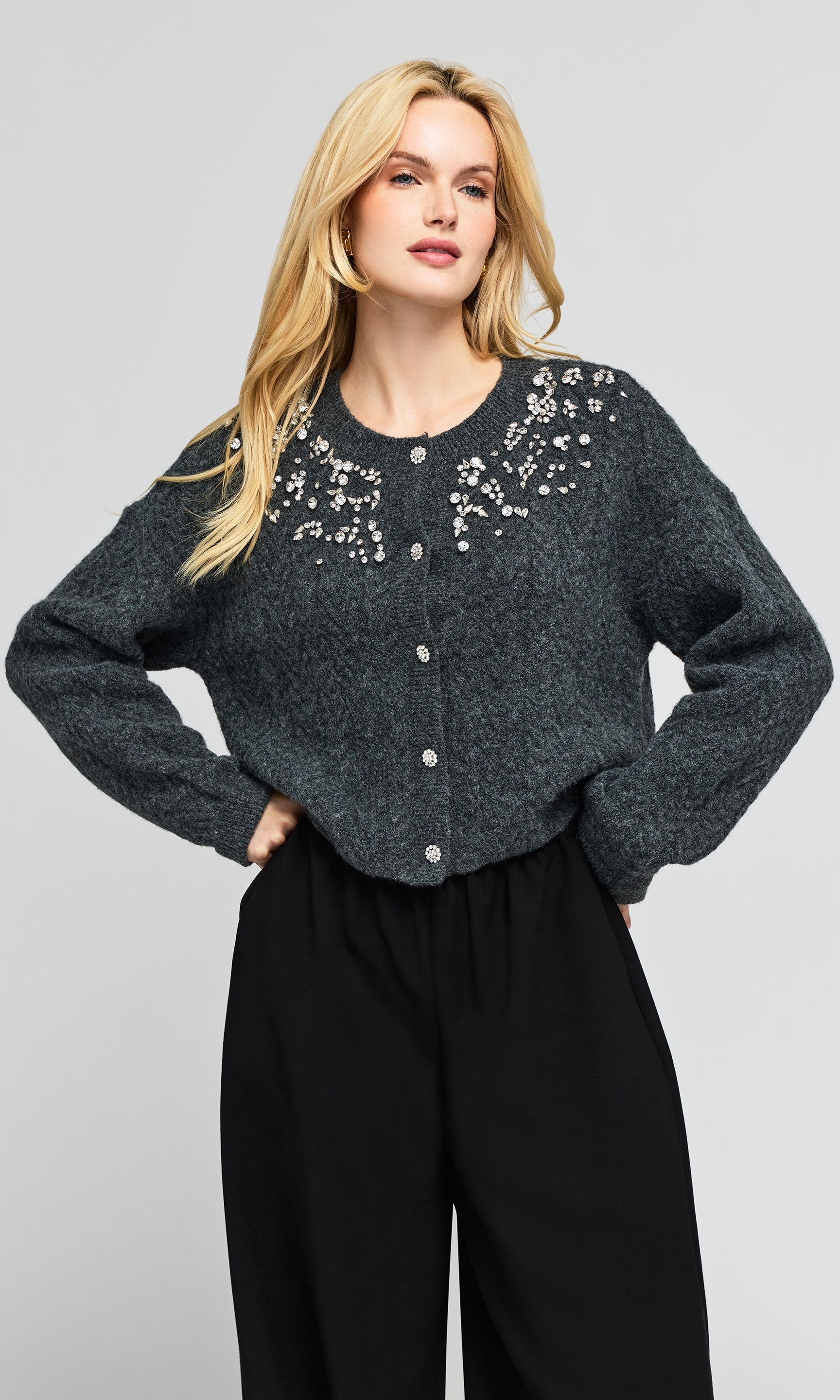 Glenda Crystal Cable Cardigan