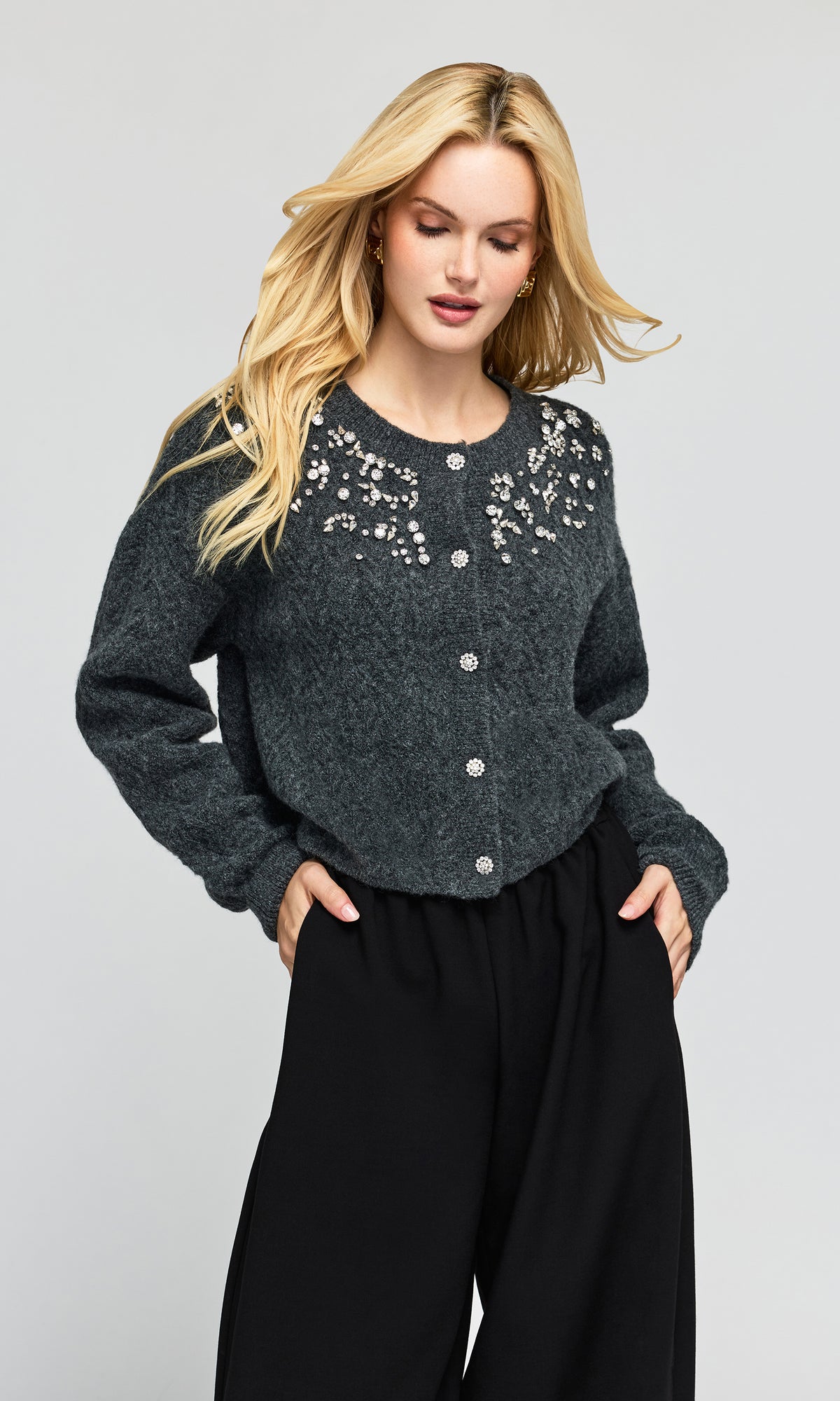 Glenda Crystal Cable Cardigan