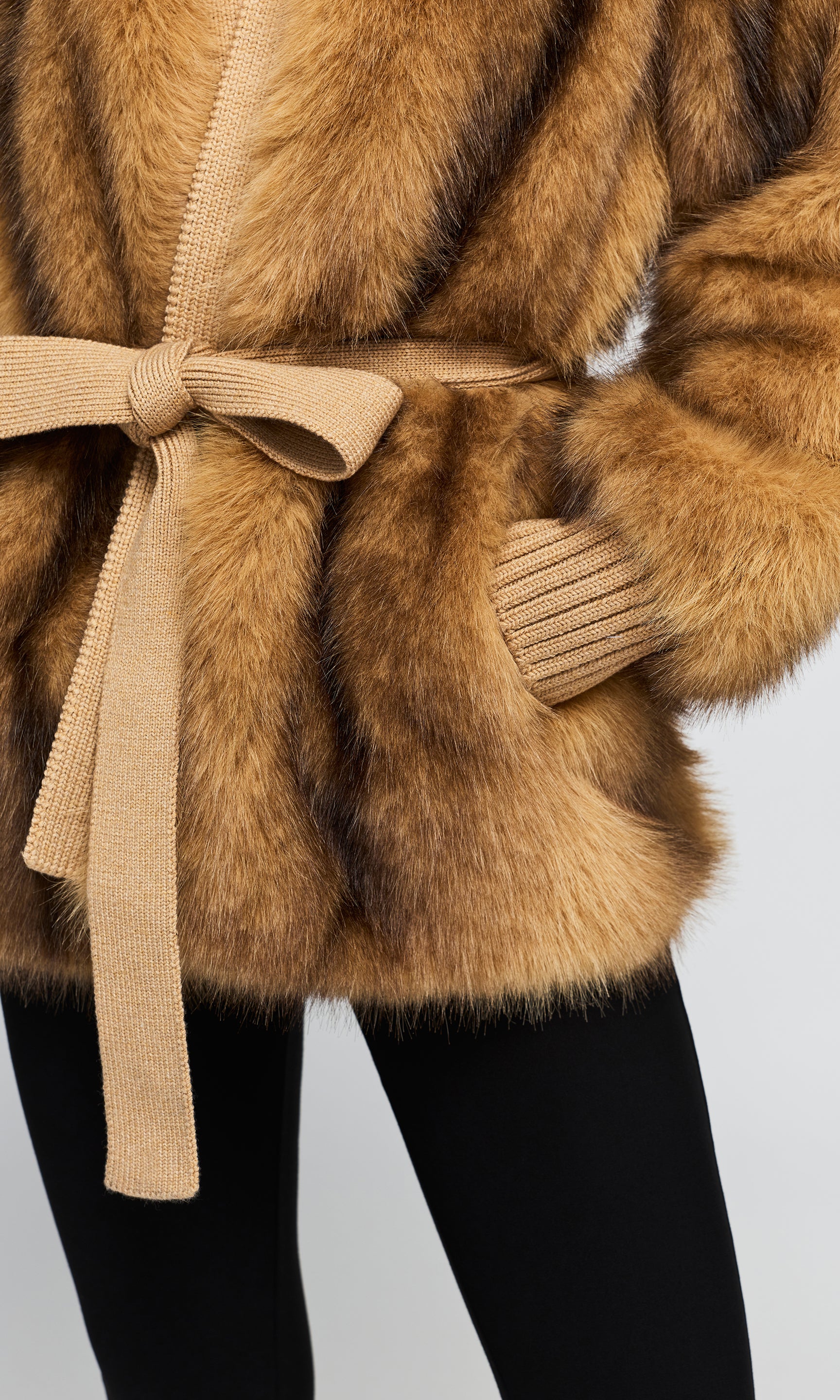 Heloise Faux Fur Belted Wrap Jacket