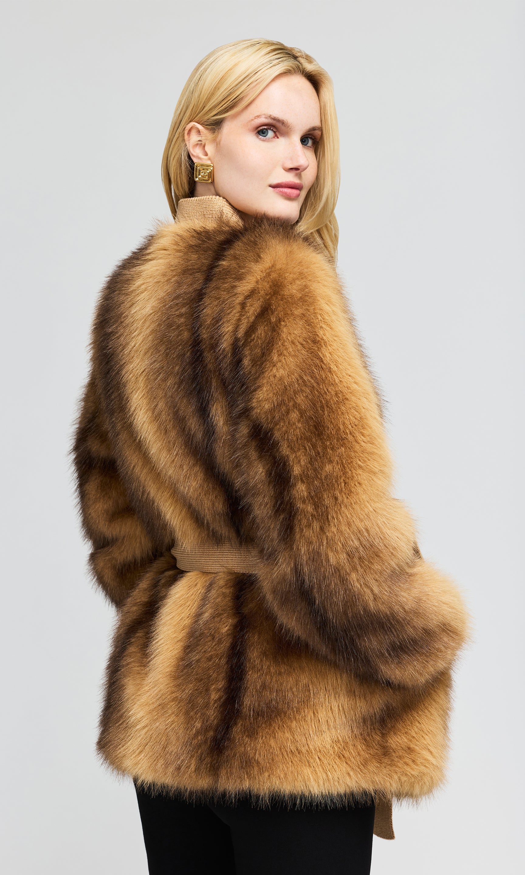 Heloise Faux Fur Belted Wrap Jacket