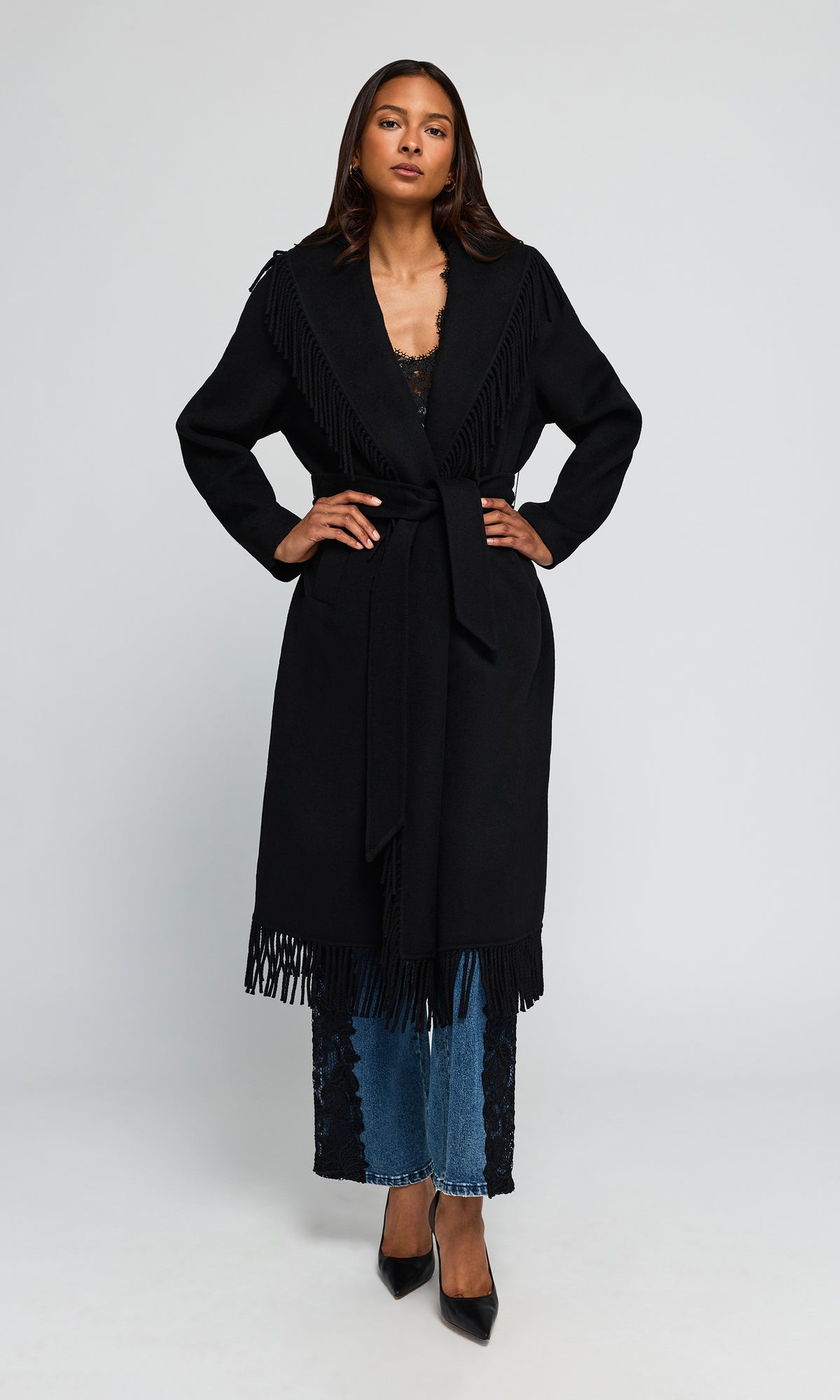 Jenny Fringe Wool Coat