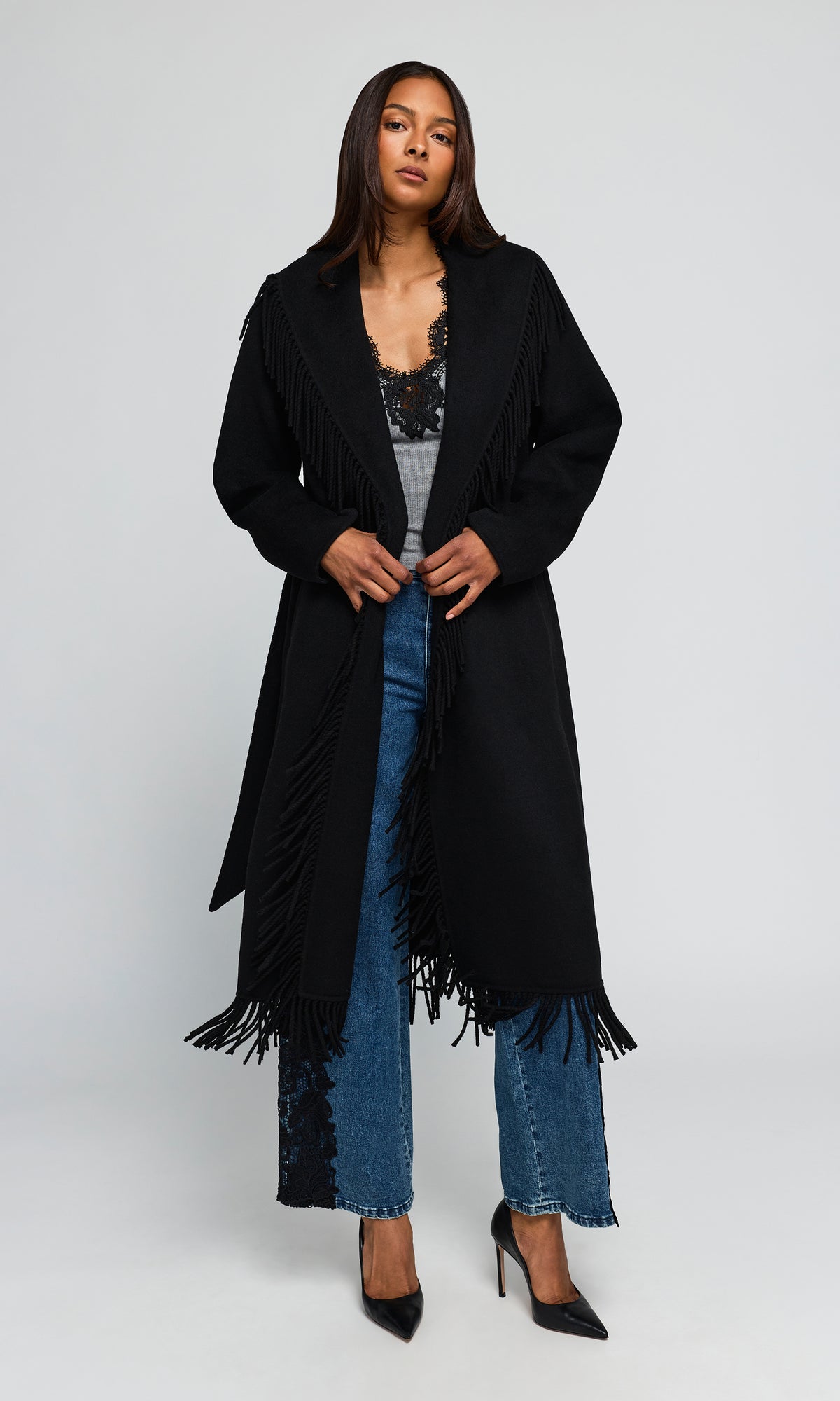 Jenny Fringe Wool Coat