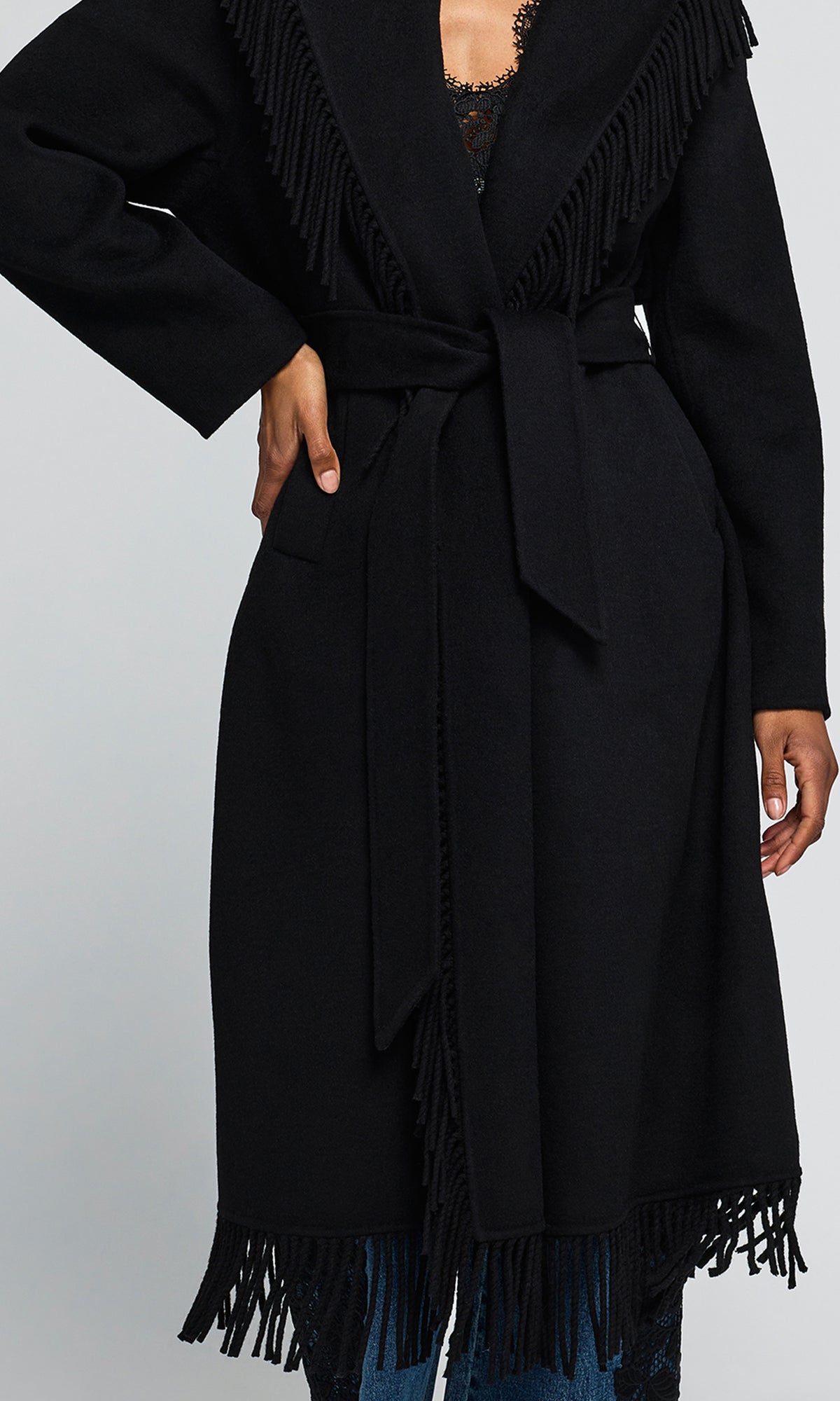 Jenny Fringe Wool Coat