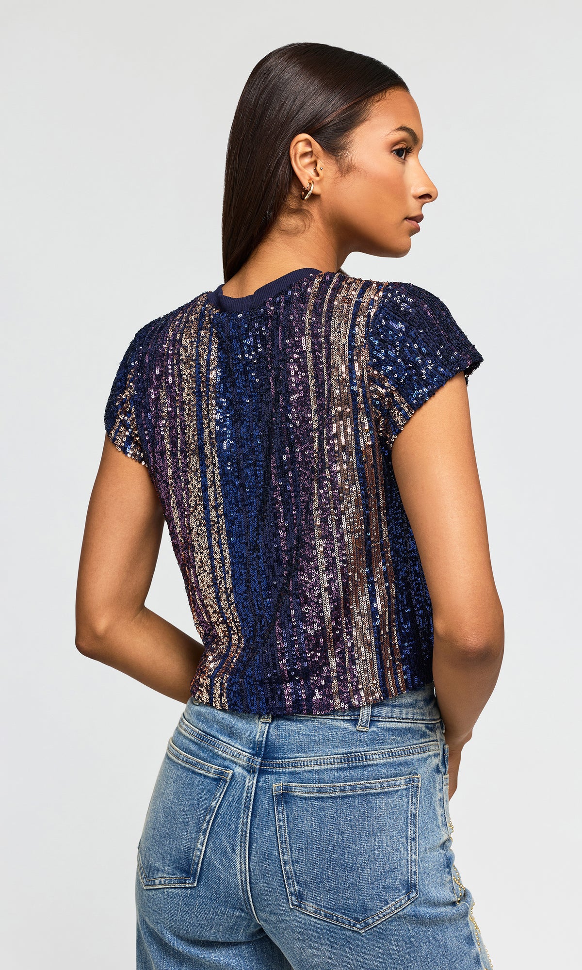 Kai Stripe Sequin Top