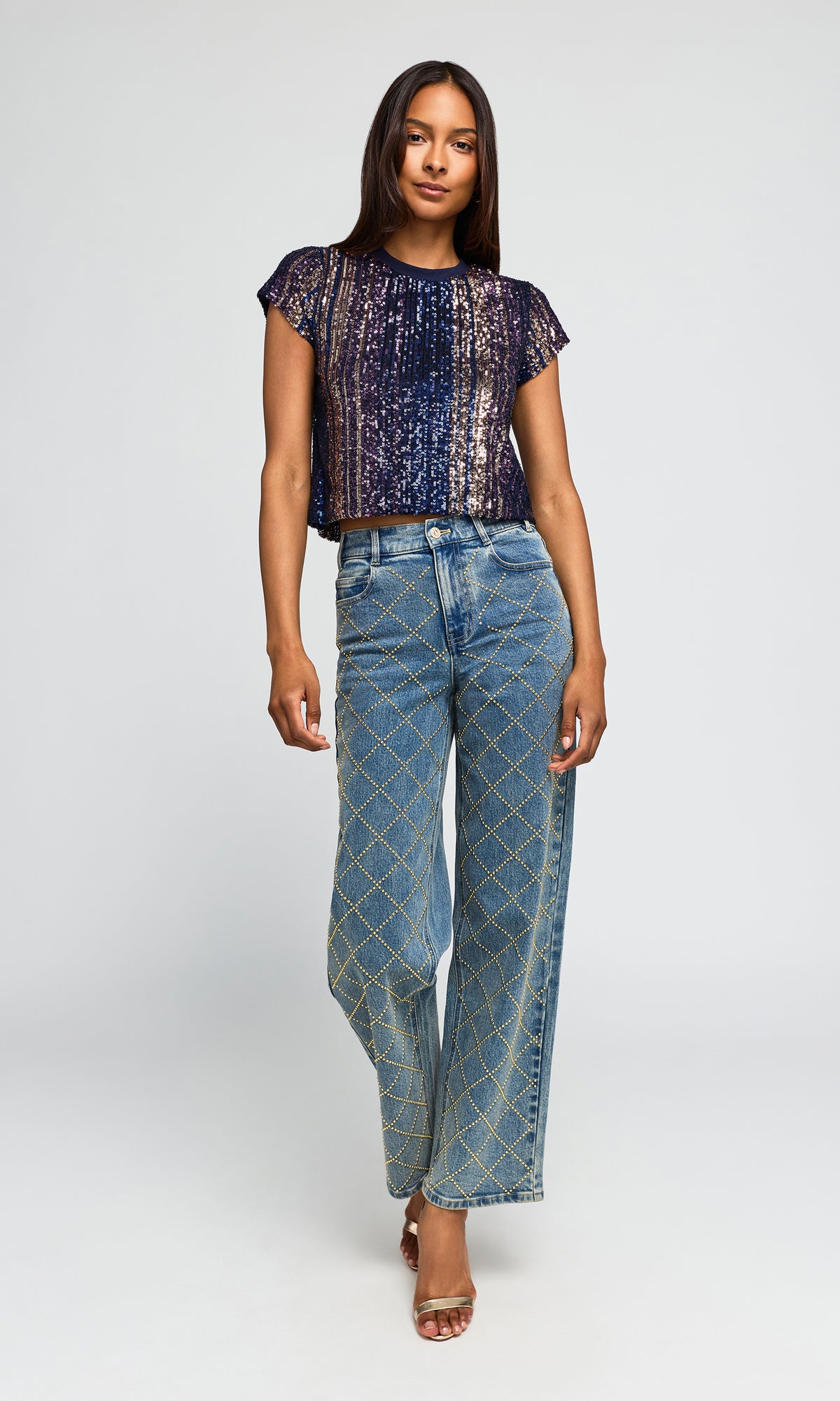Kai Stripe Sequin Top