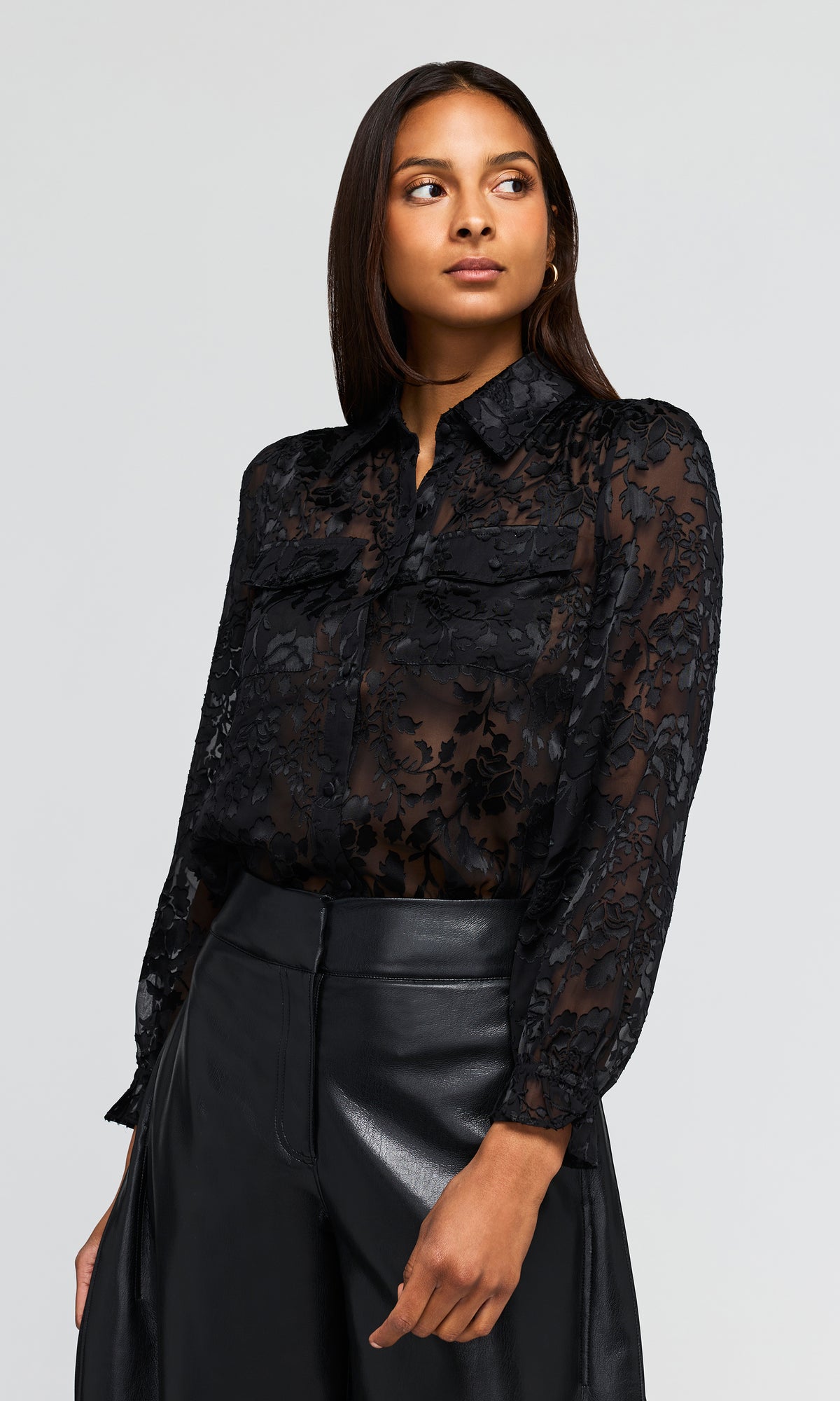 Priya Floral Burn-Out Blouse