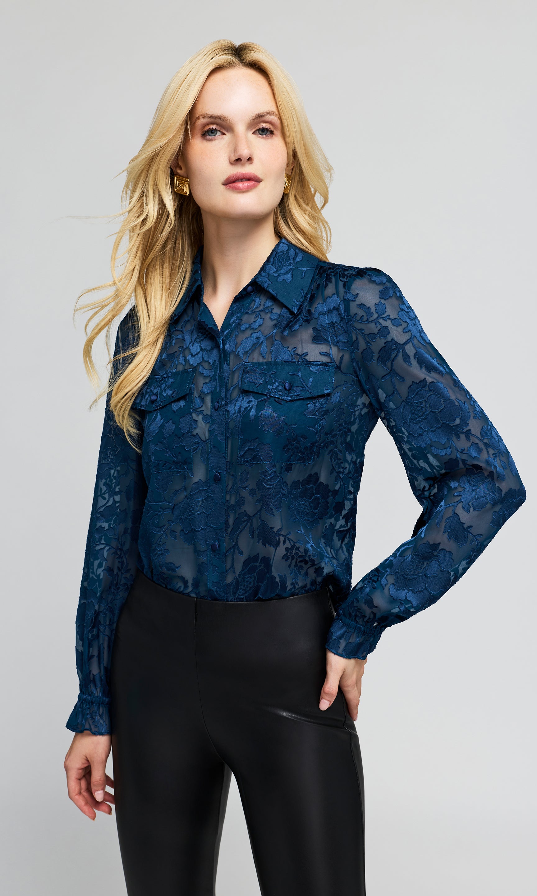 Priya Floral Burn-Out Blouse