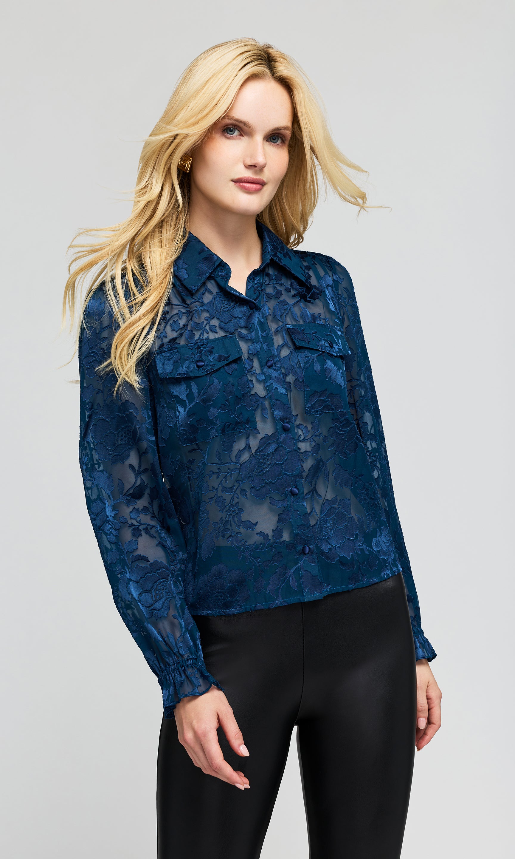 Priya Floral Burn-Out Blouse