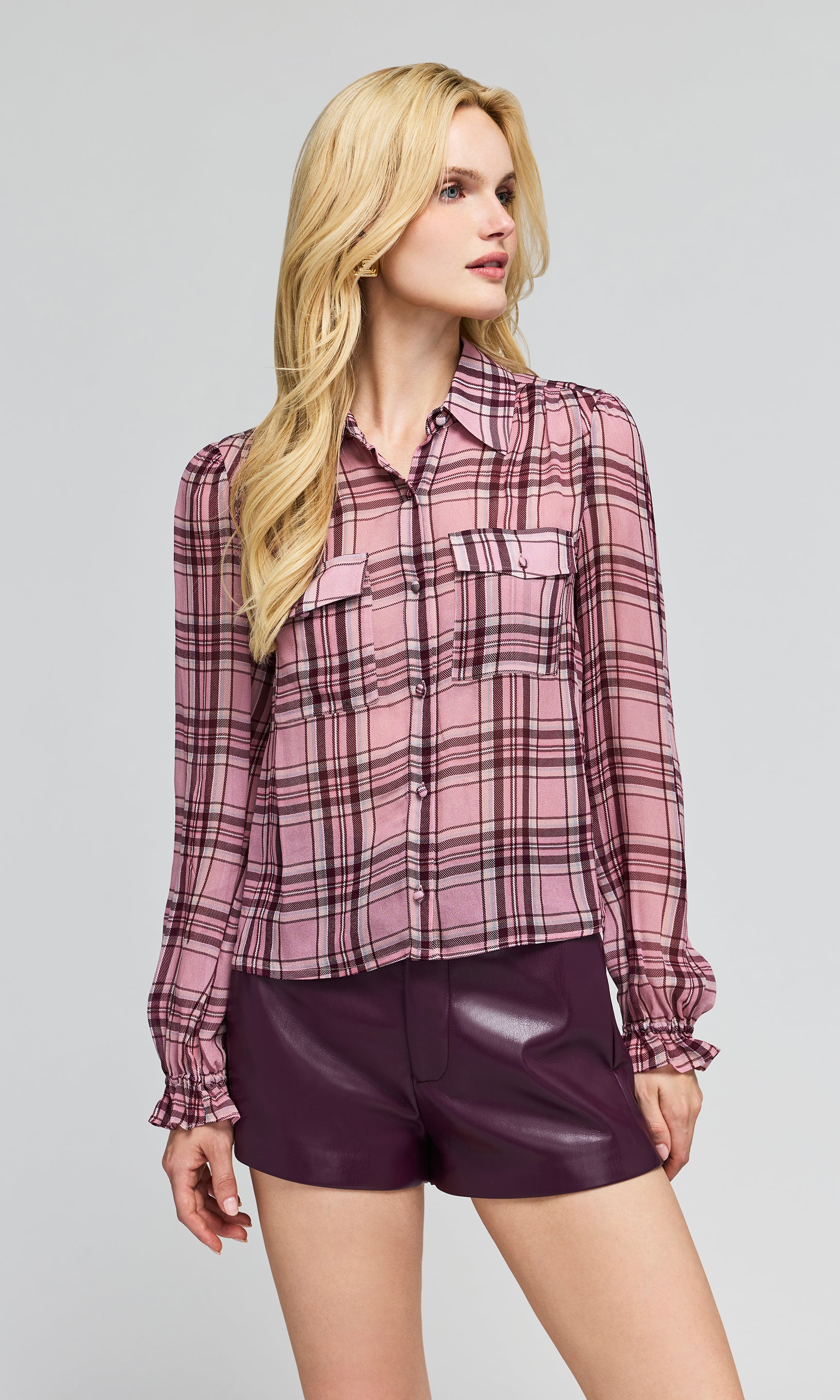 Priya Plaid Georgette Blouse