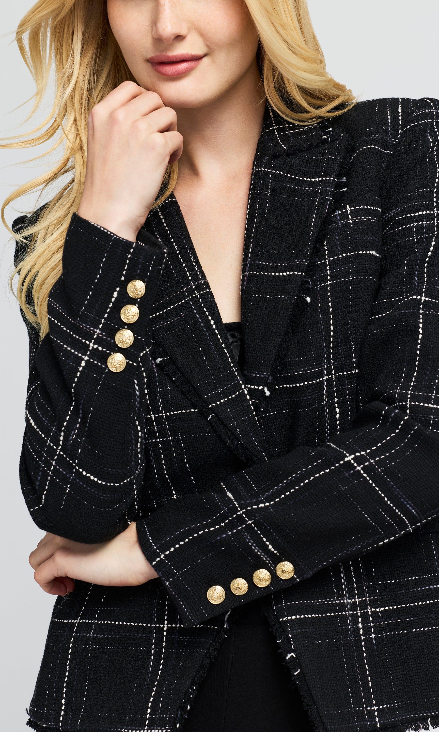 Skylar Windowpane Tweed Blazer