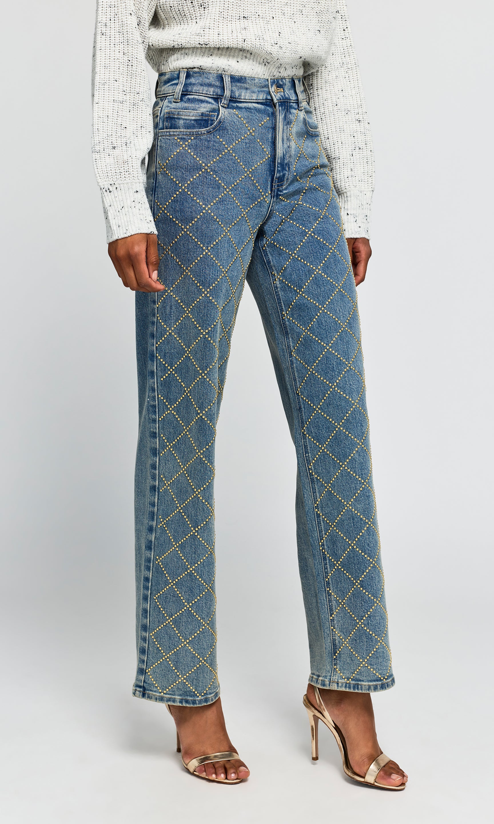 Staria Studded Plaid Jeans