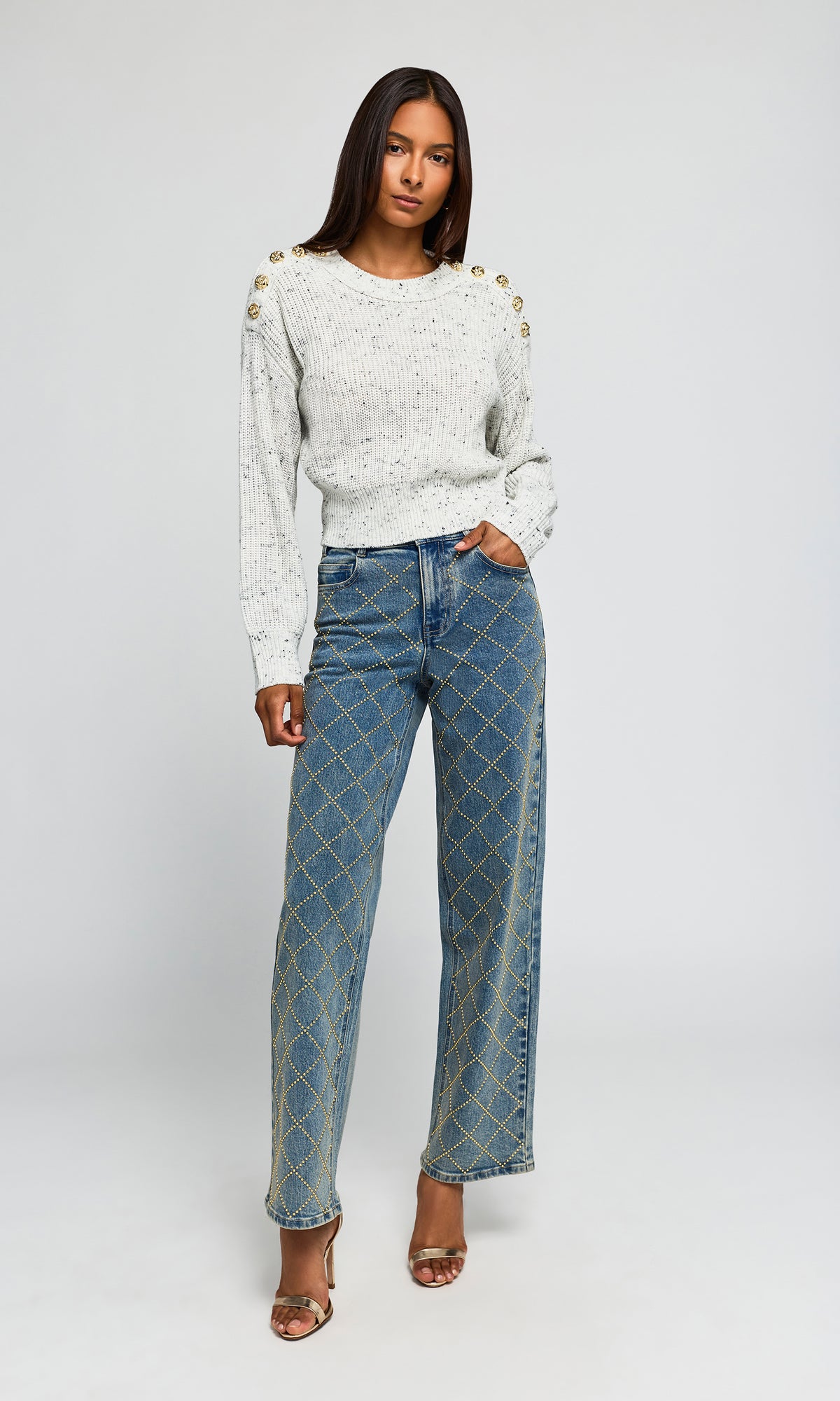 Staria Studded Plaid Jeans