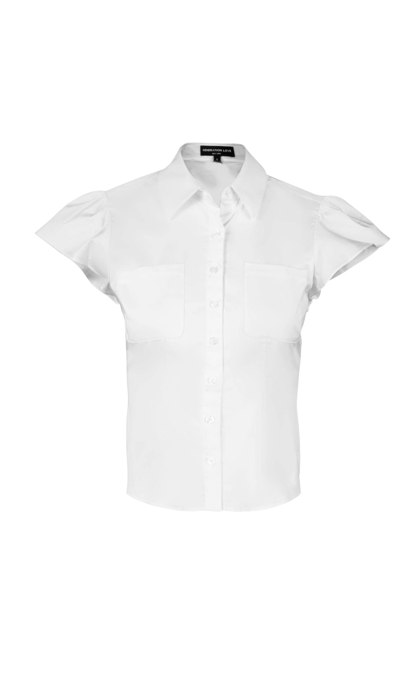 ghost image of the Francesca Poplin Shirt in white