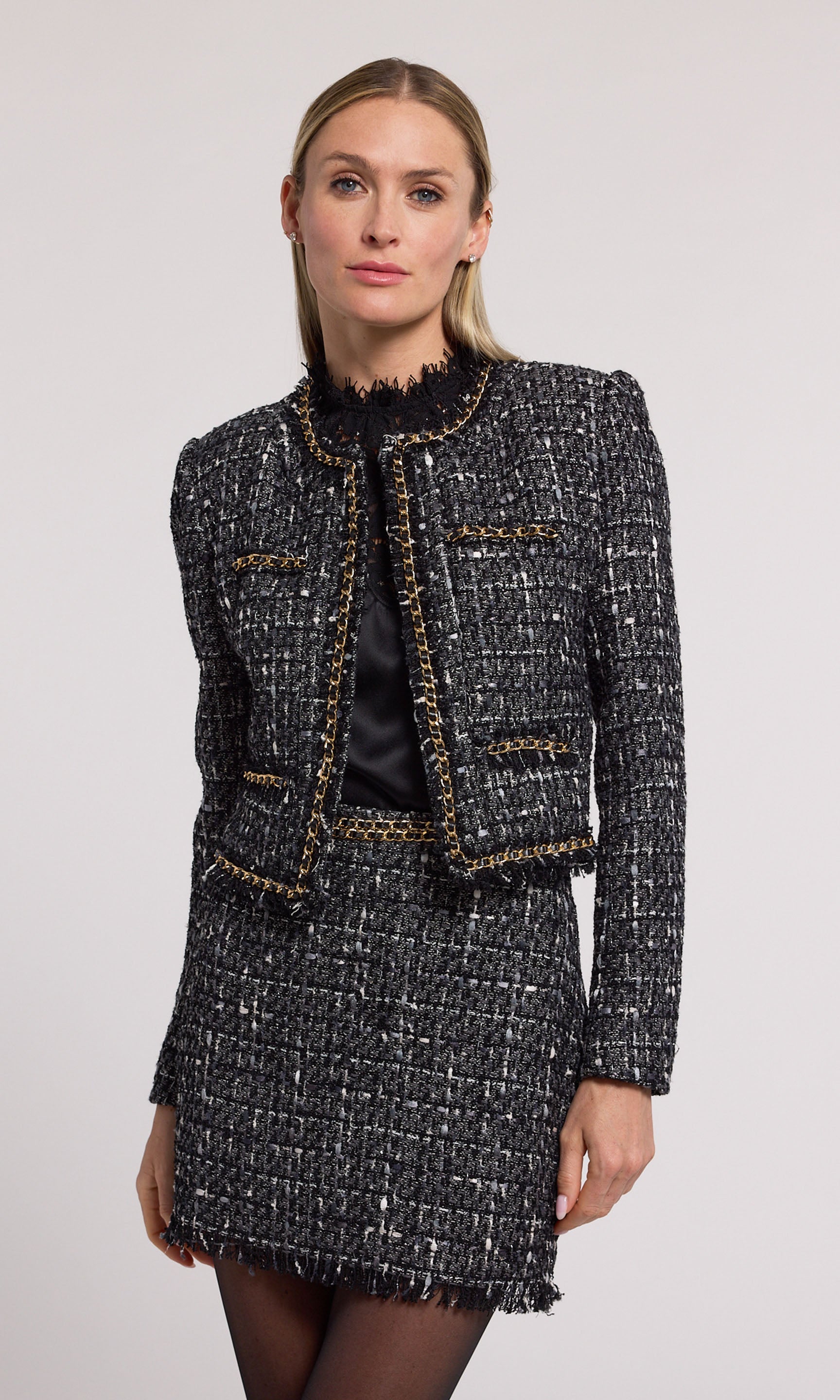 Serena Chain Tweed Blazer
