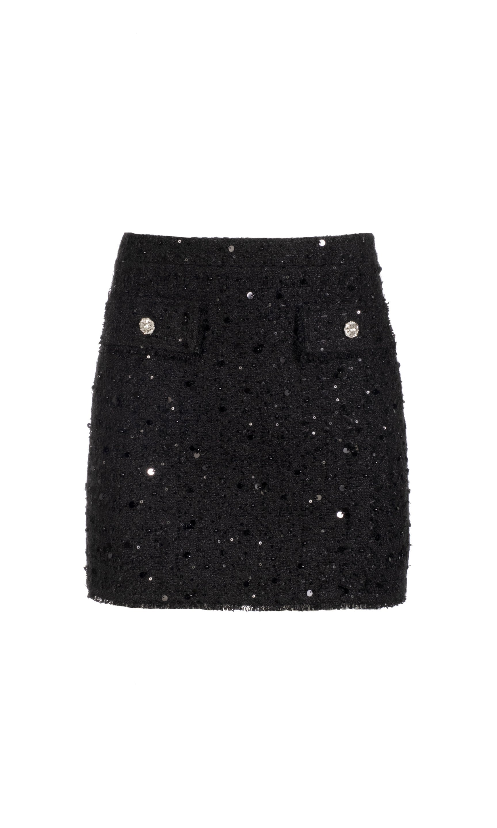 Black skirt with embellishments on a white background