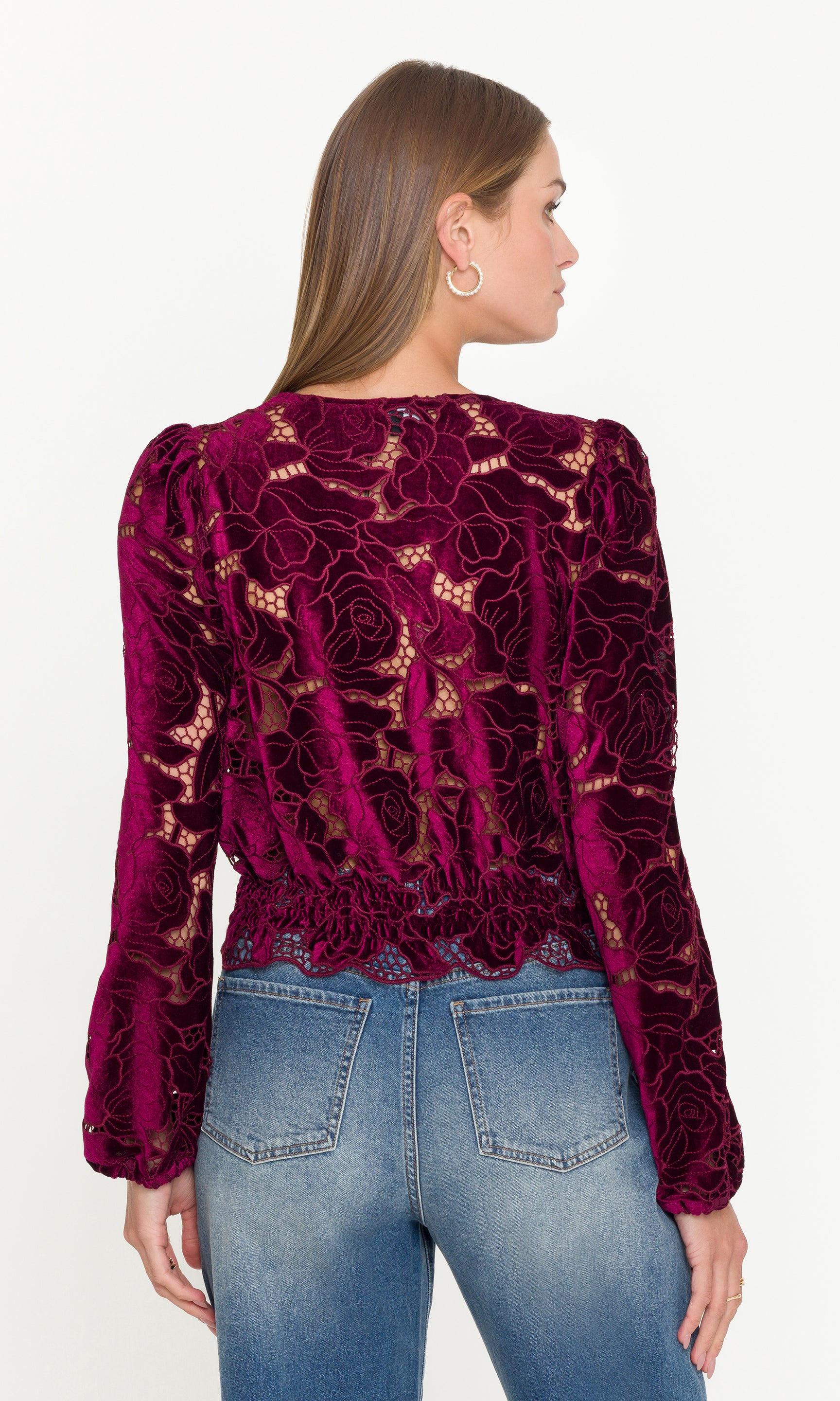 Loralie Velvet Lace Wrap Blouse