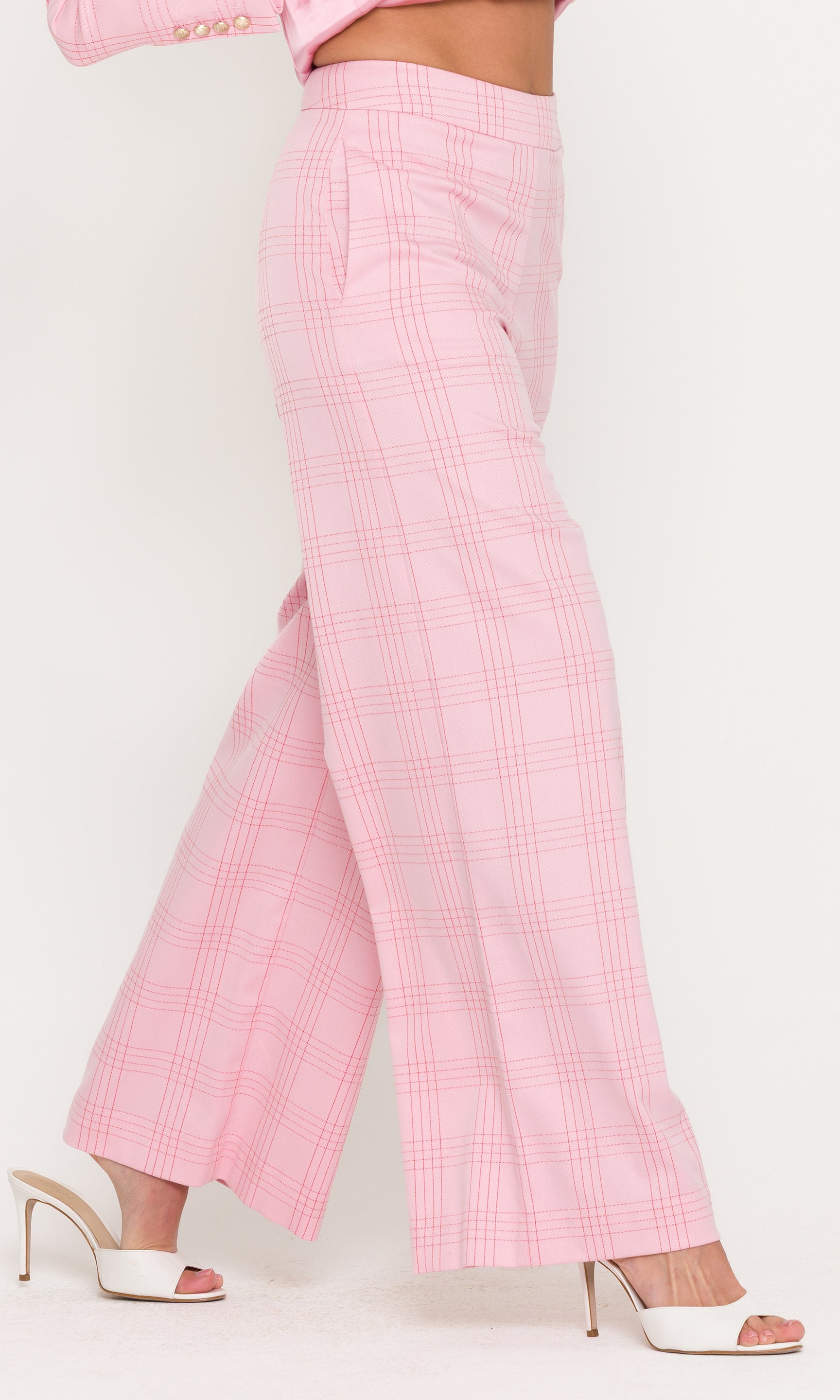 Magda Windowpane Pants in Pink Plaid | Generation Love