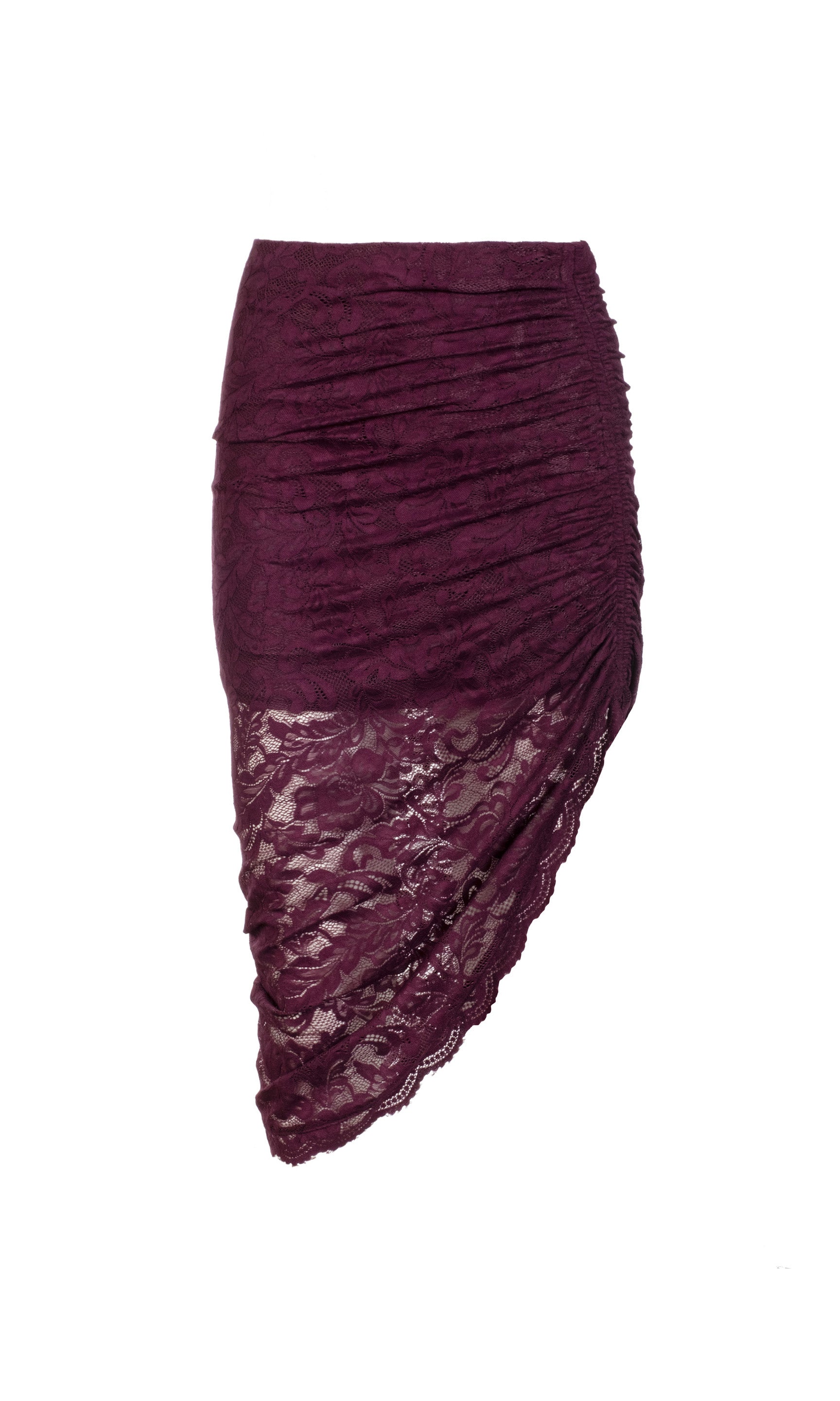 Ghost image of the Nellia purple skirt with lace detailing on a white background
