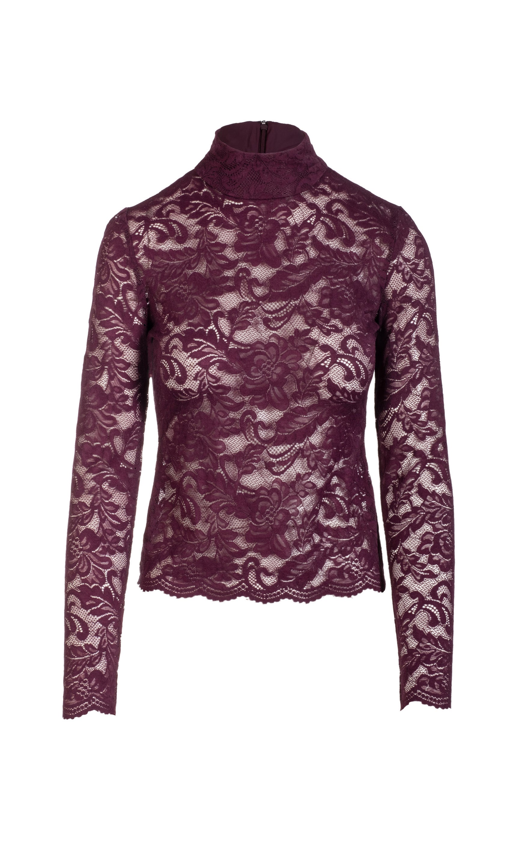 Ghost image of the Tyla purple lace long-sleeve top on a white background