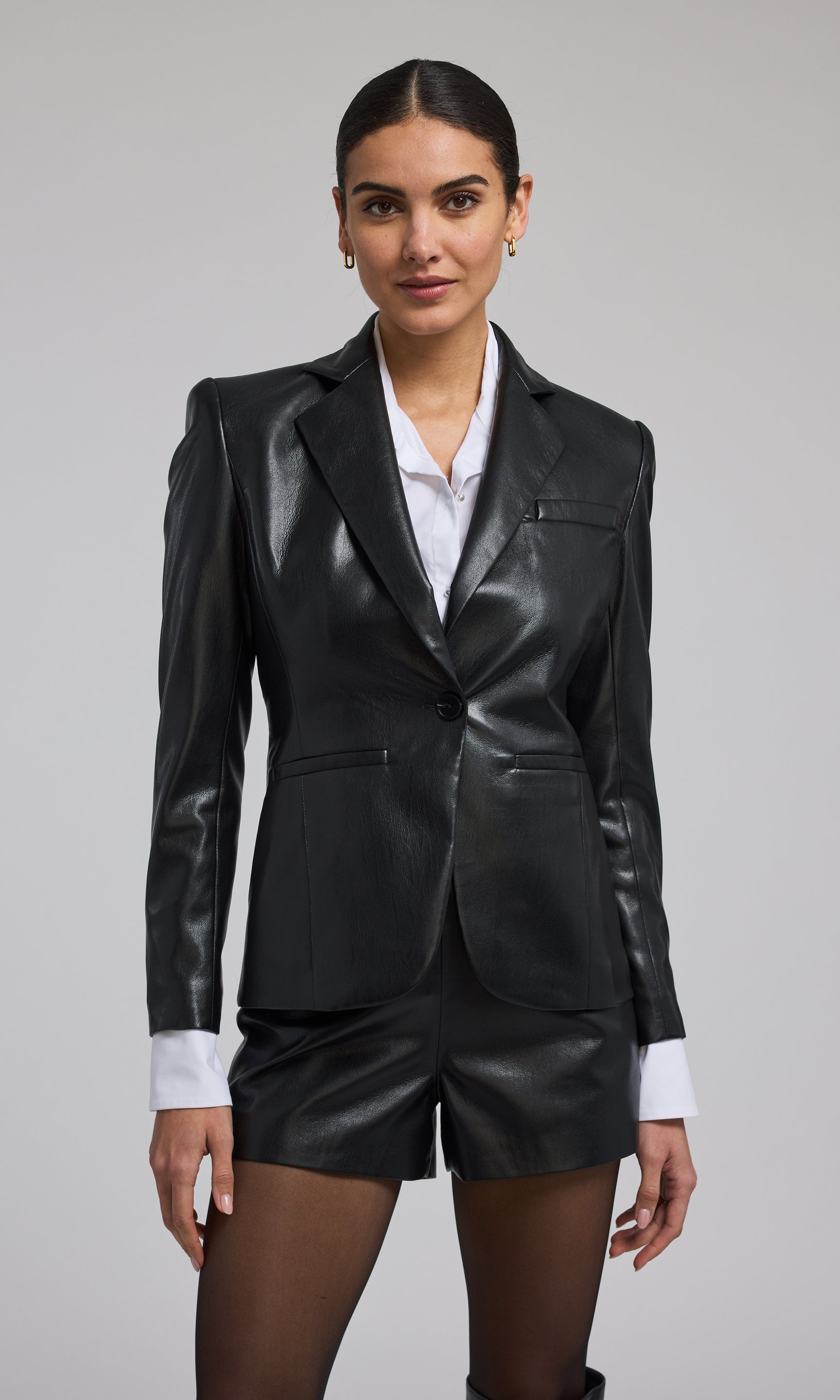 Zella Vegan Leather Blazer - XXL / Black