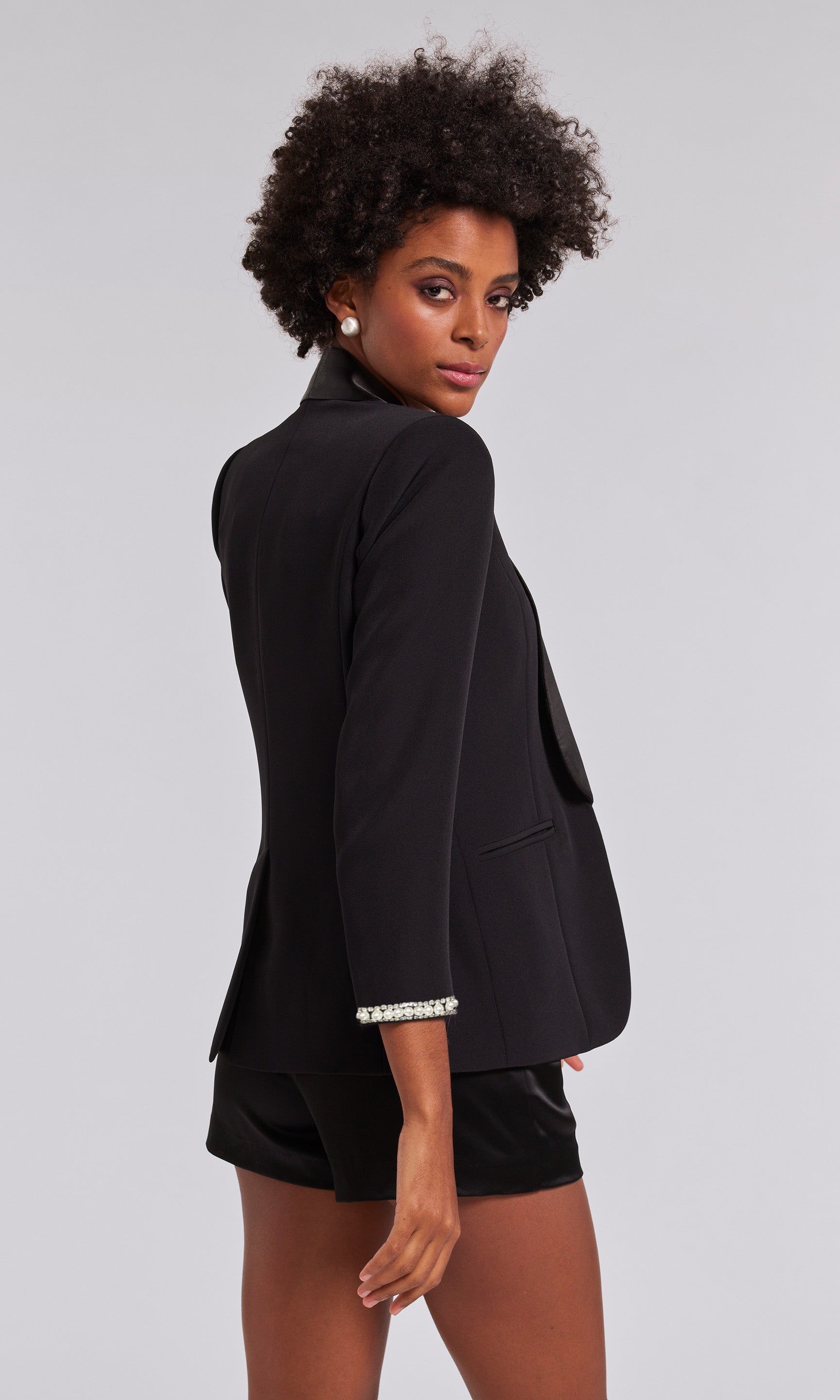 Argo Pearl Satin Combo Crepe Blazer