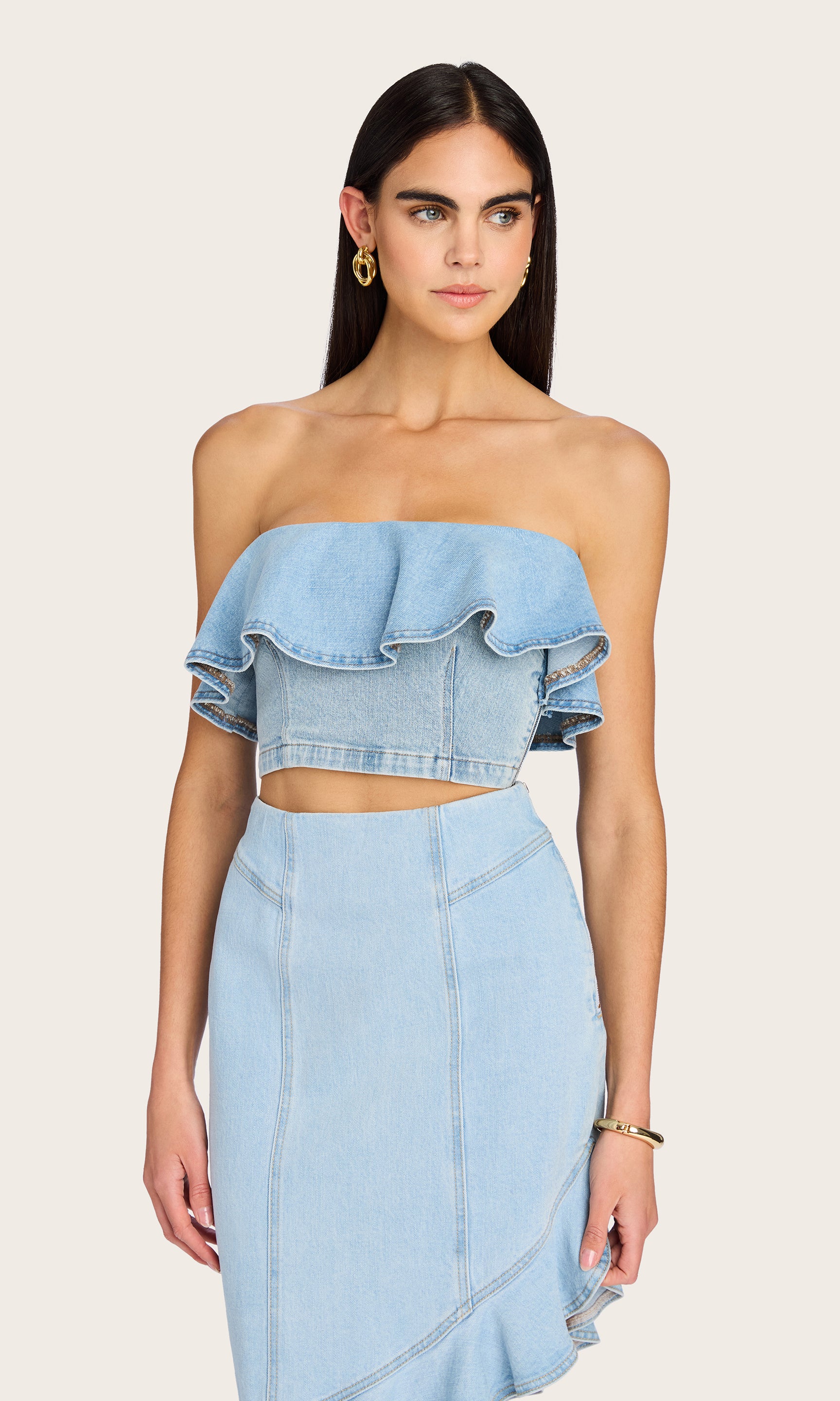 Kaya Cascade Denim Top