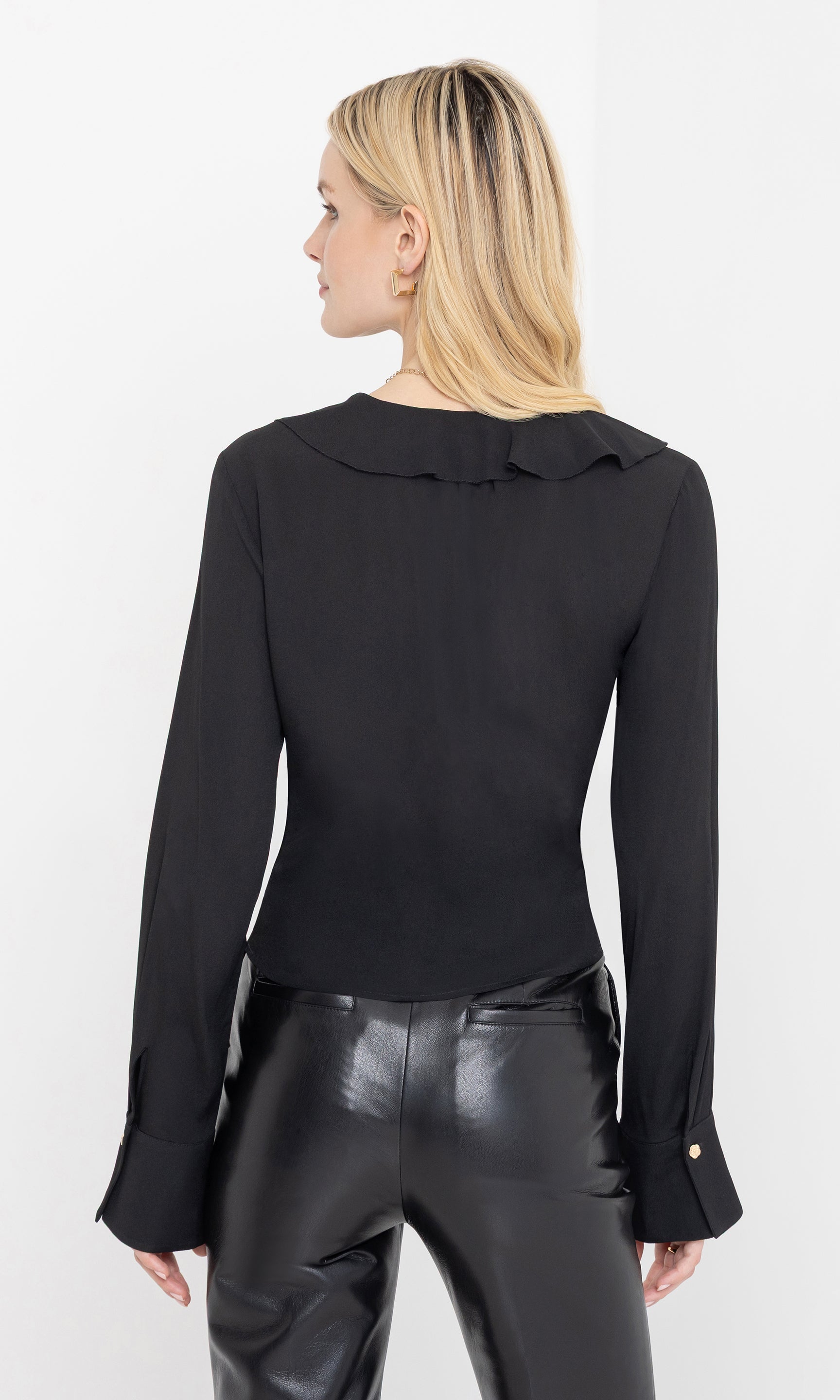 Back view of the kassy blouse showing the relaxed fit.