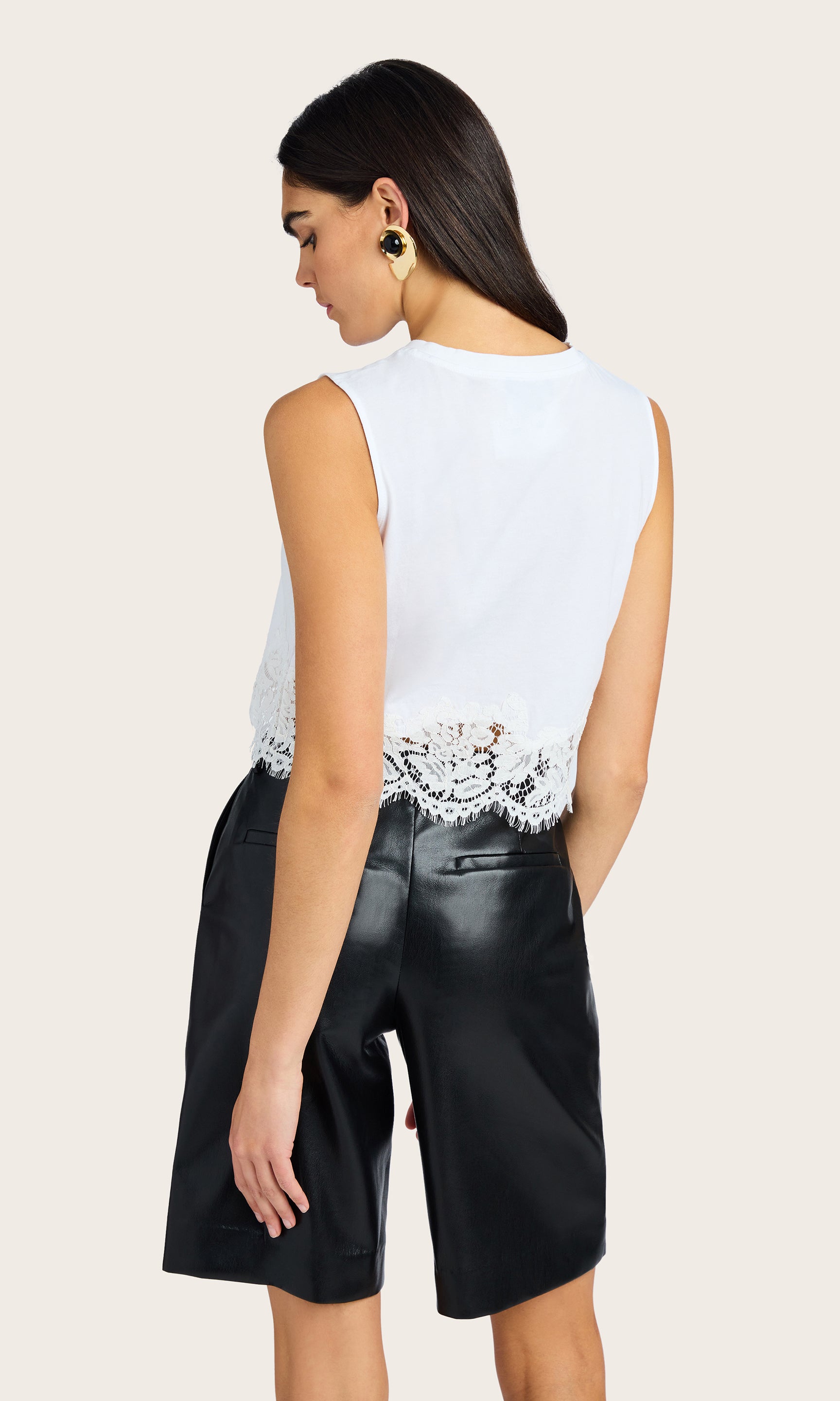 Rear view of the Palani Lace Combo Top showcasing the back fit and silhouette