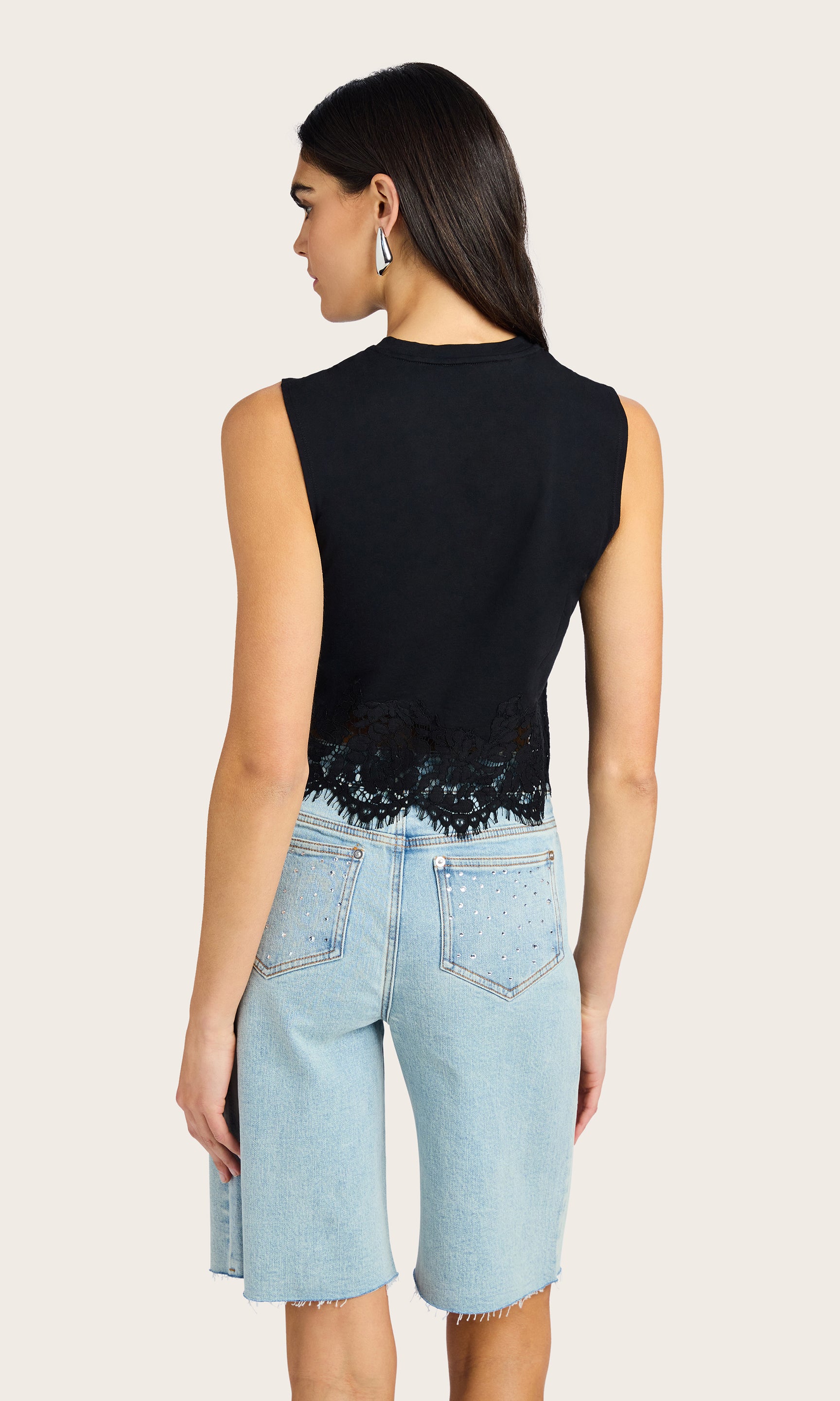 Rear view of the Palani Lace Combo Top highlighting the back design and fit
