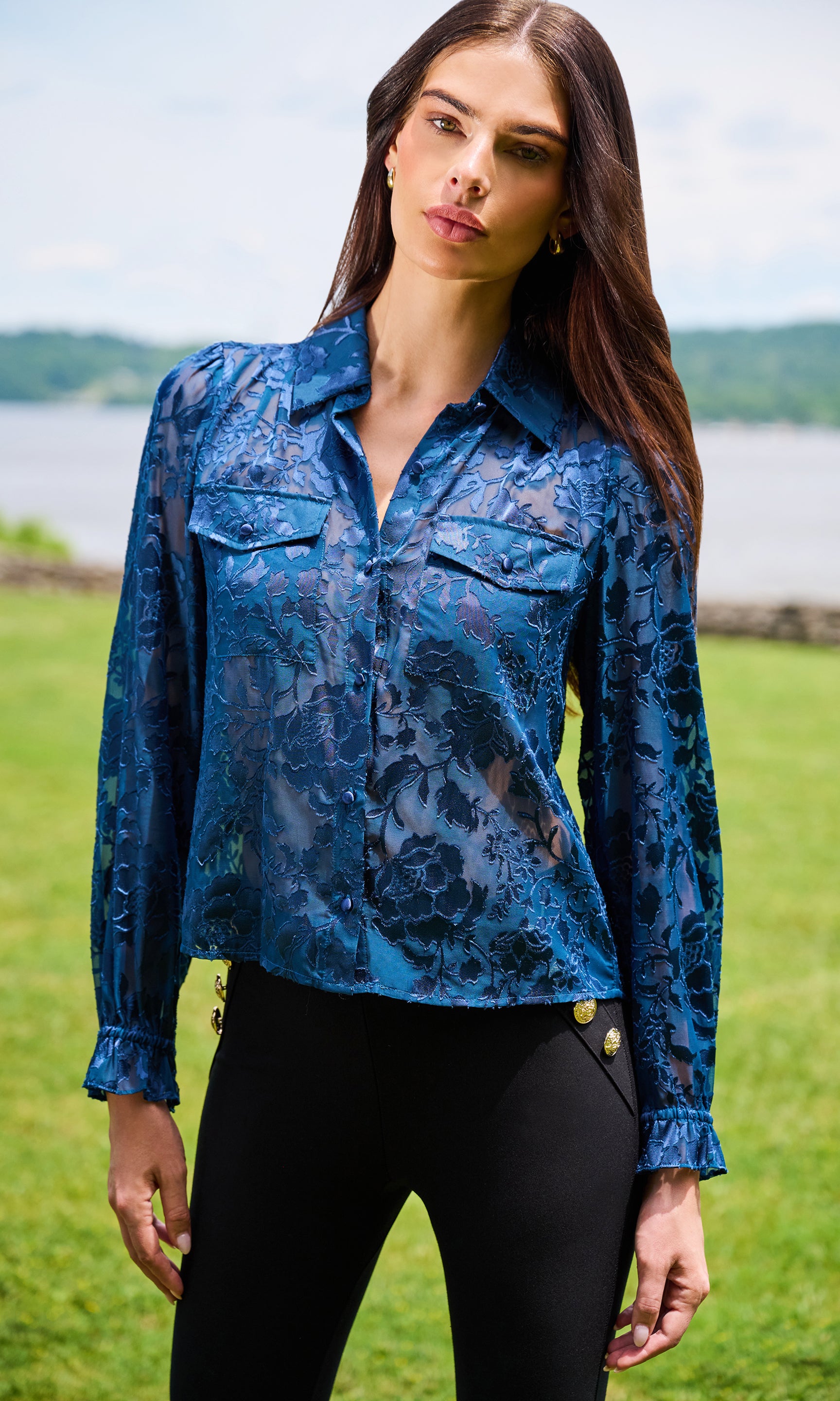Priya Floral Burn-Out Blouse