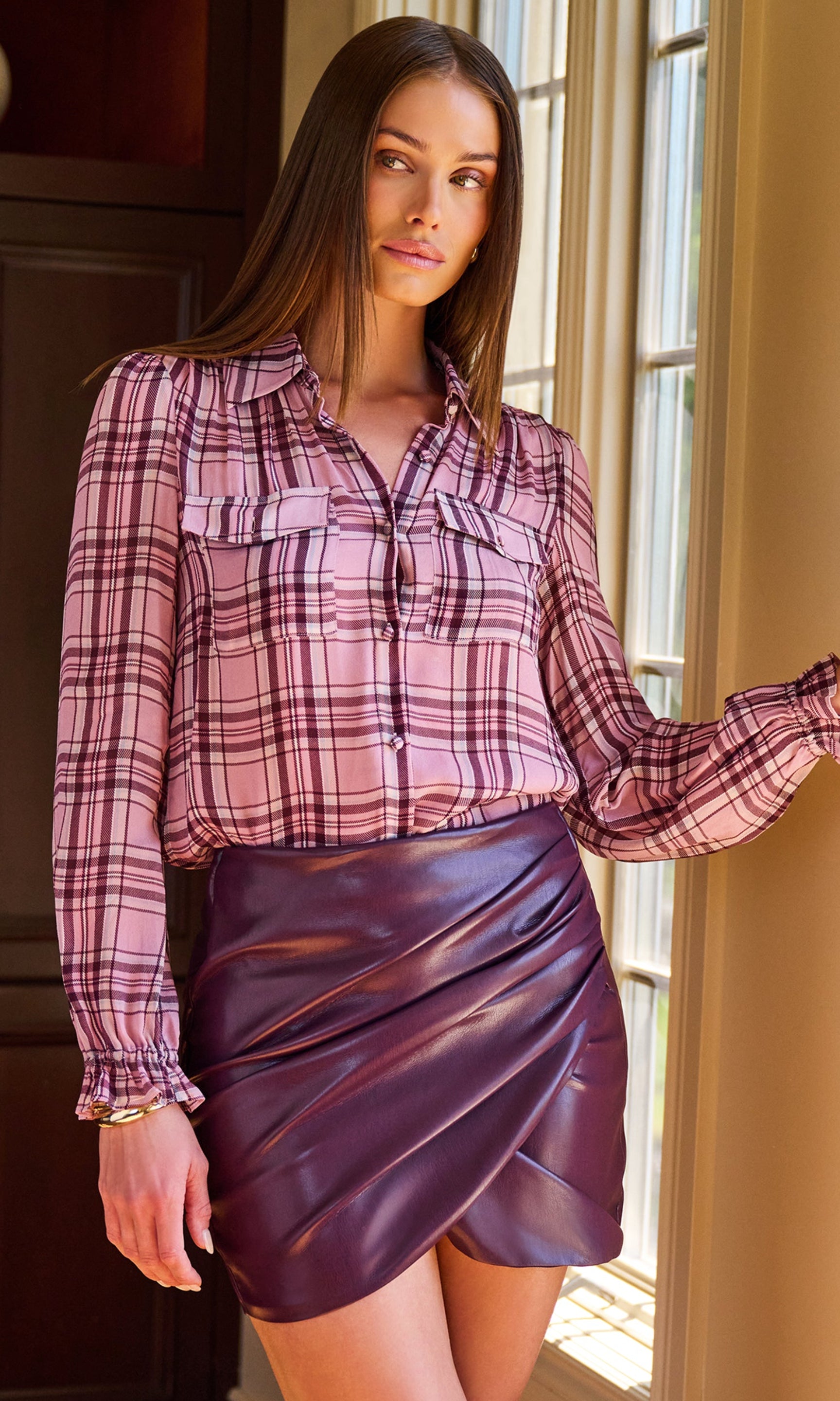 Priya Plaid Georgette Blouse