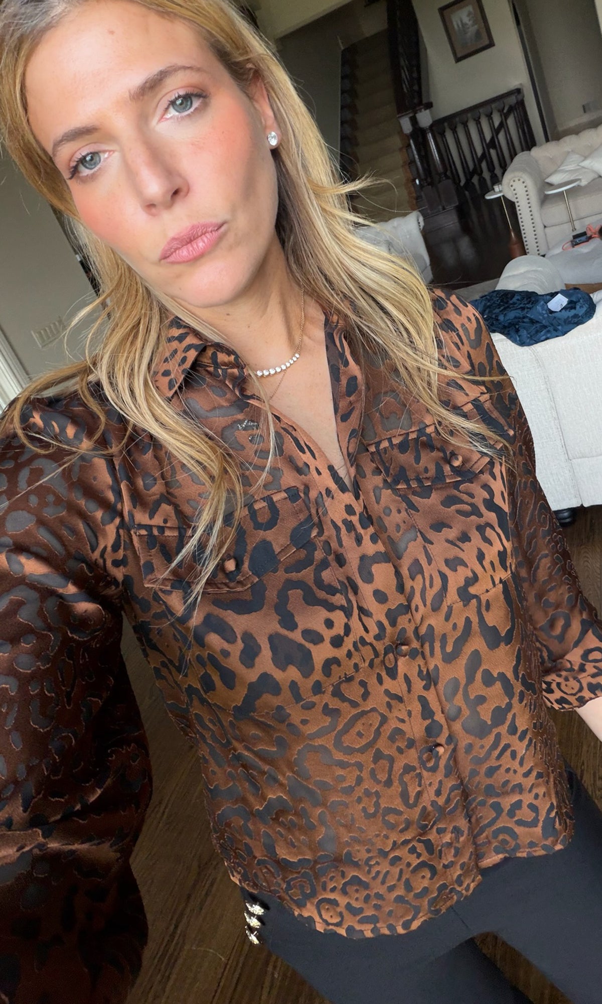 Priya Leopard Burn-Out Blouse