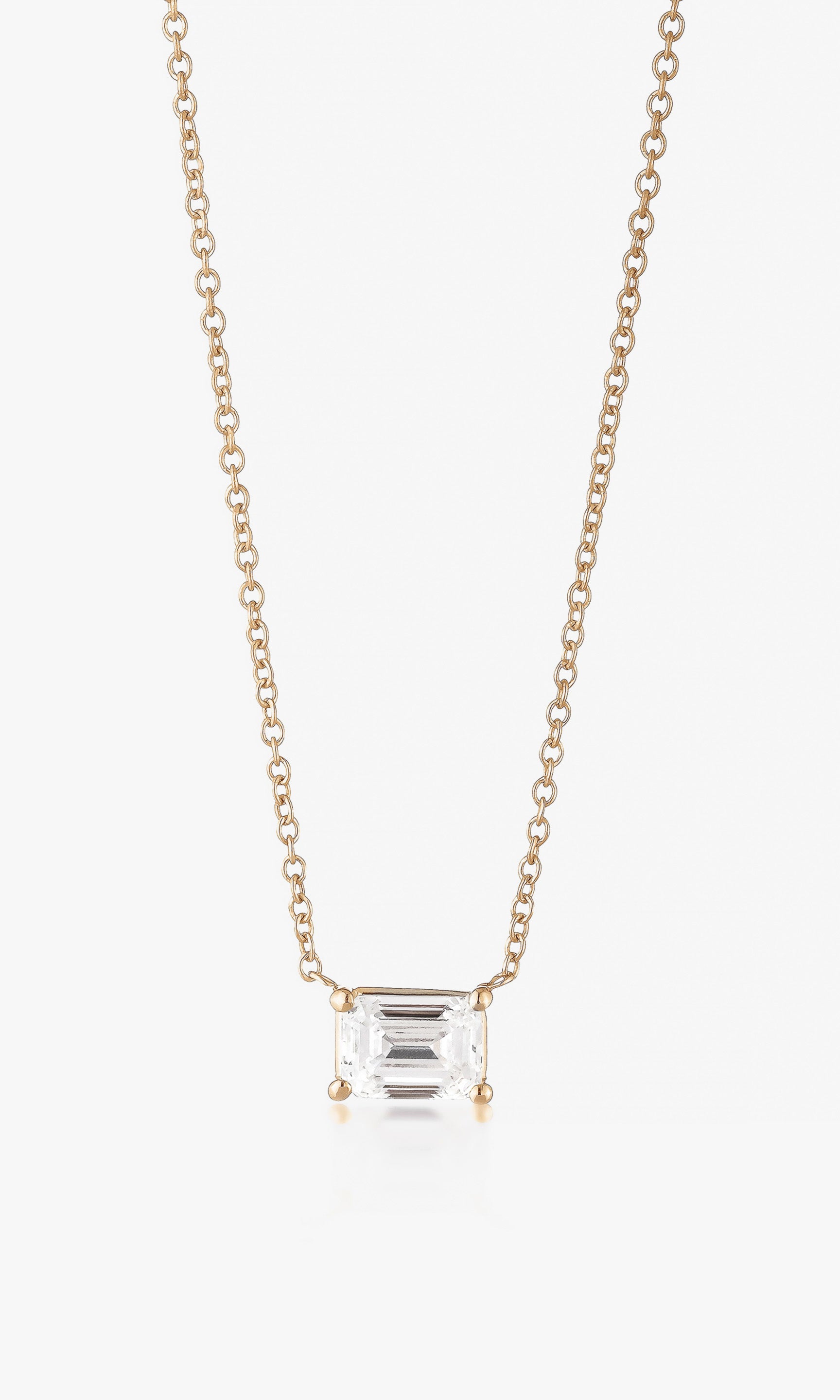 CHERIE EMERALD CUT EAST WEST PENDANT NECKLACE 1.01 Carat