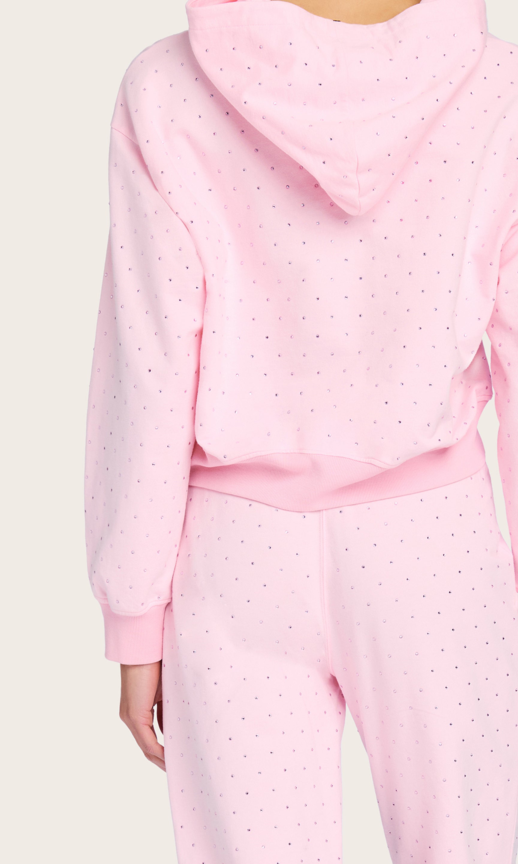 Rear view of the Renae Crystal Hoodie highlighting the hood and relaxed fit from the back