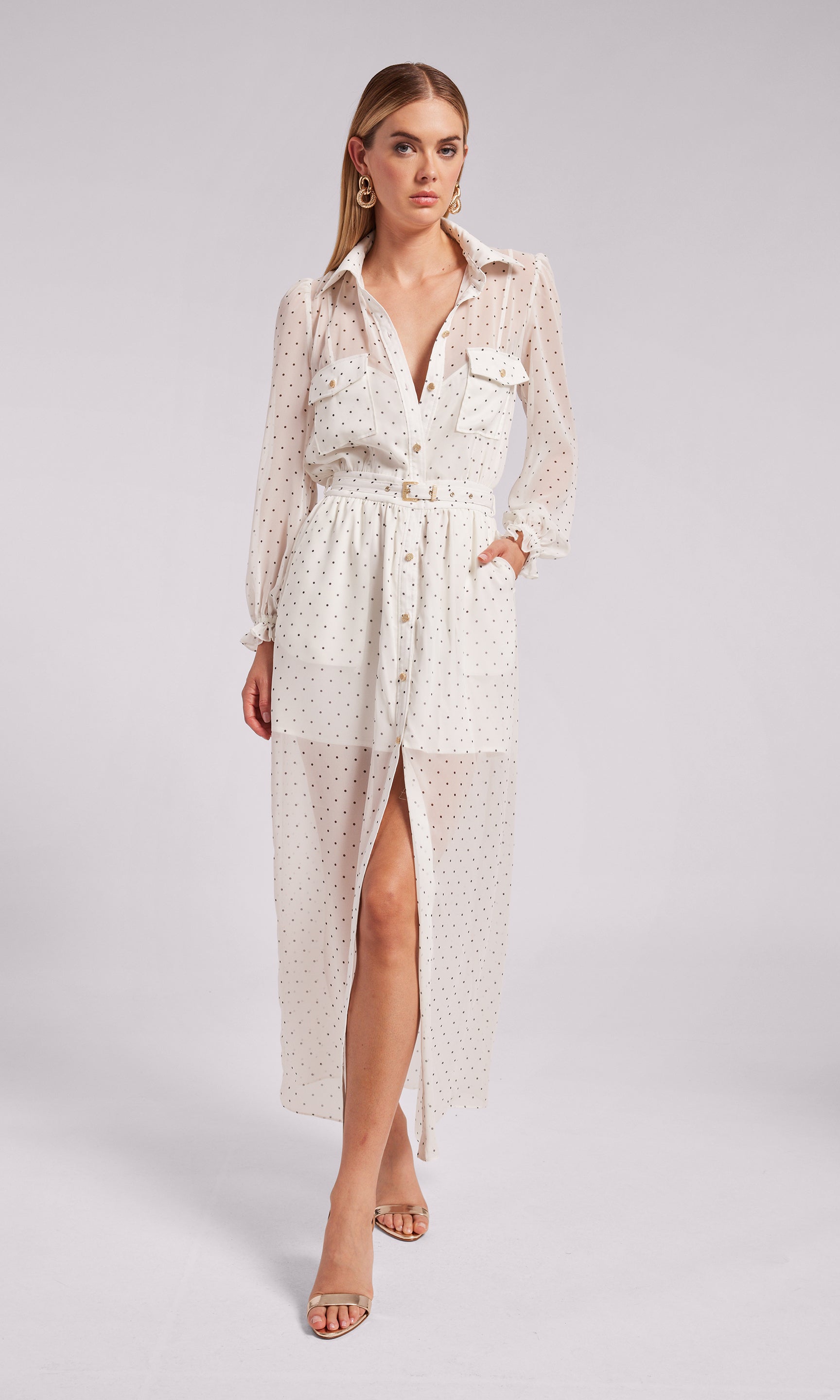 White sheer 2025 polka dot dress