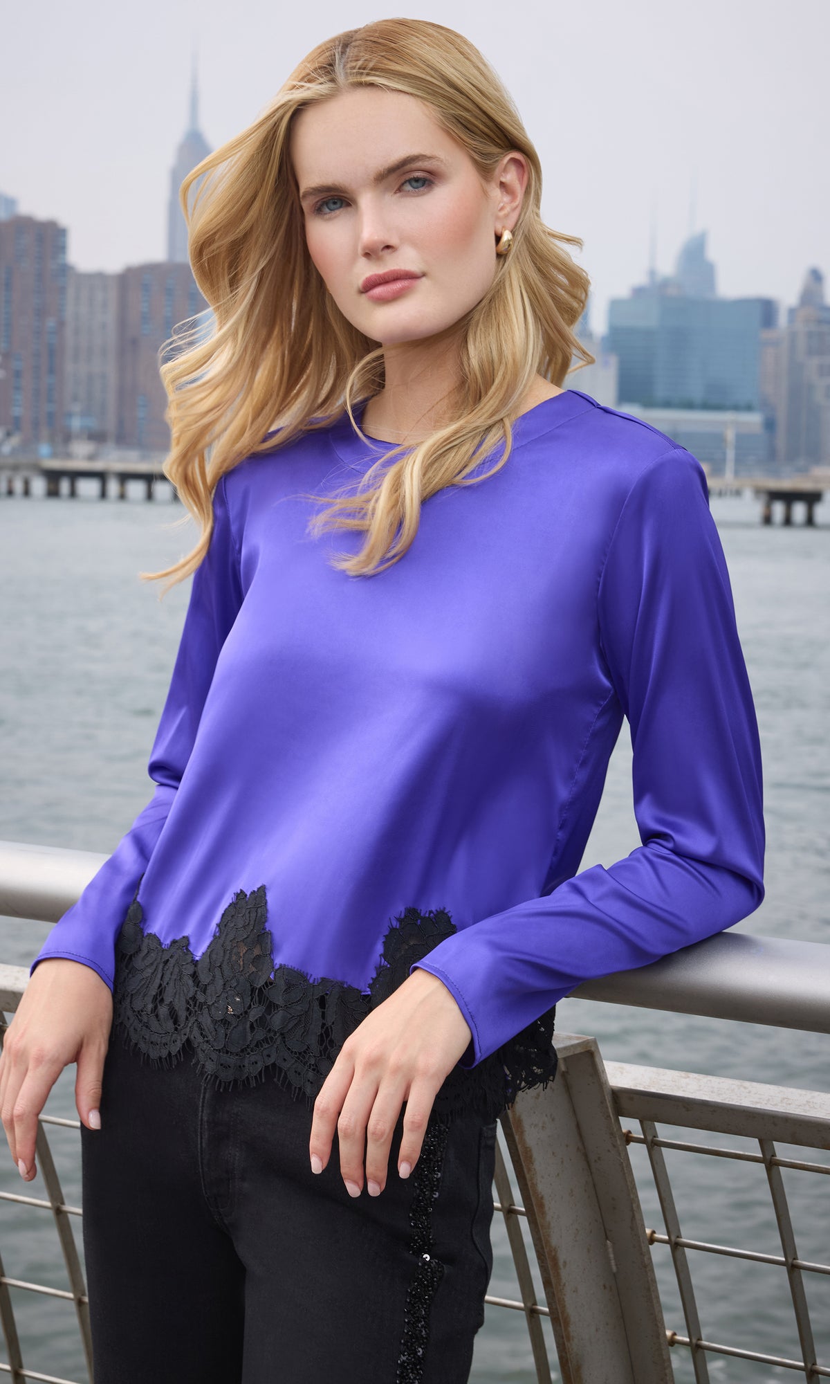 Sapphire Lace Combo Blouse