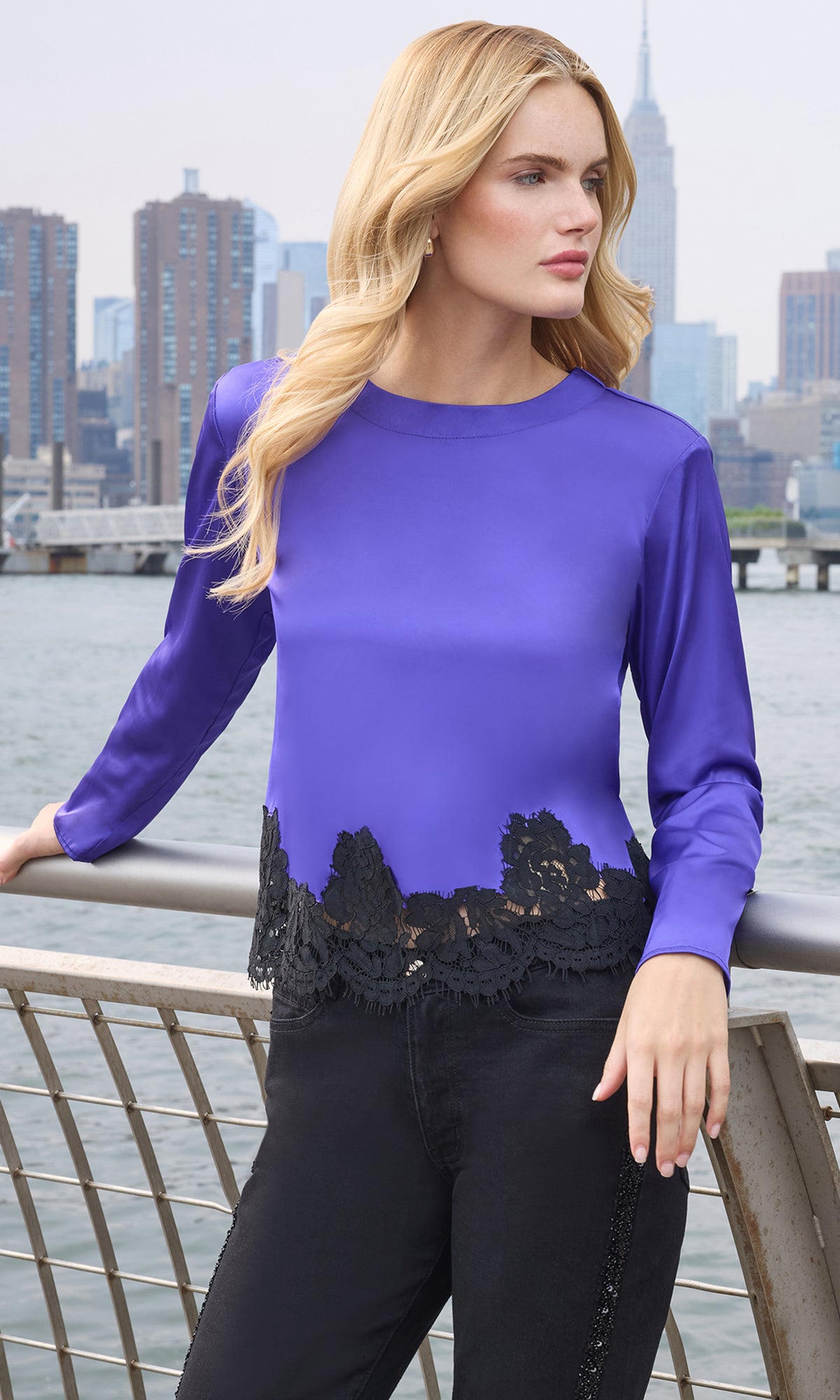 Sapphire Lace Combo Blouse