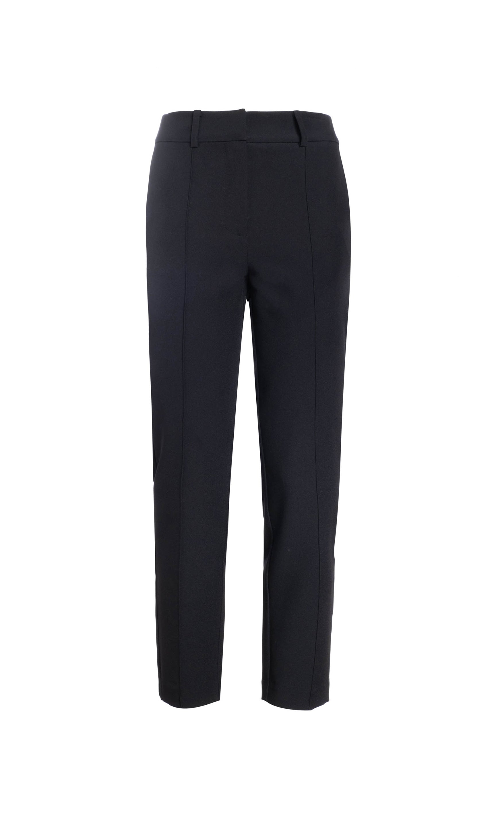 black, straight-leg crepe pants